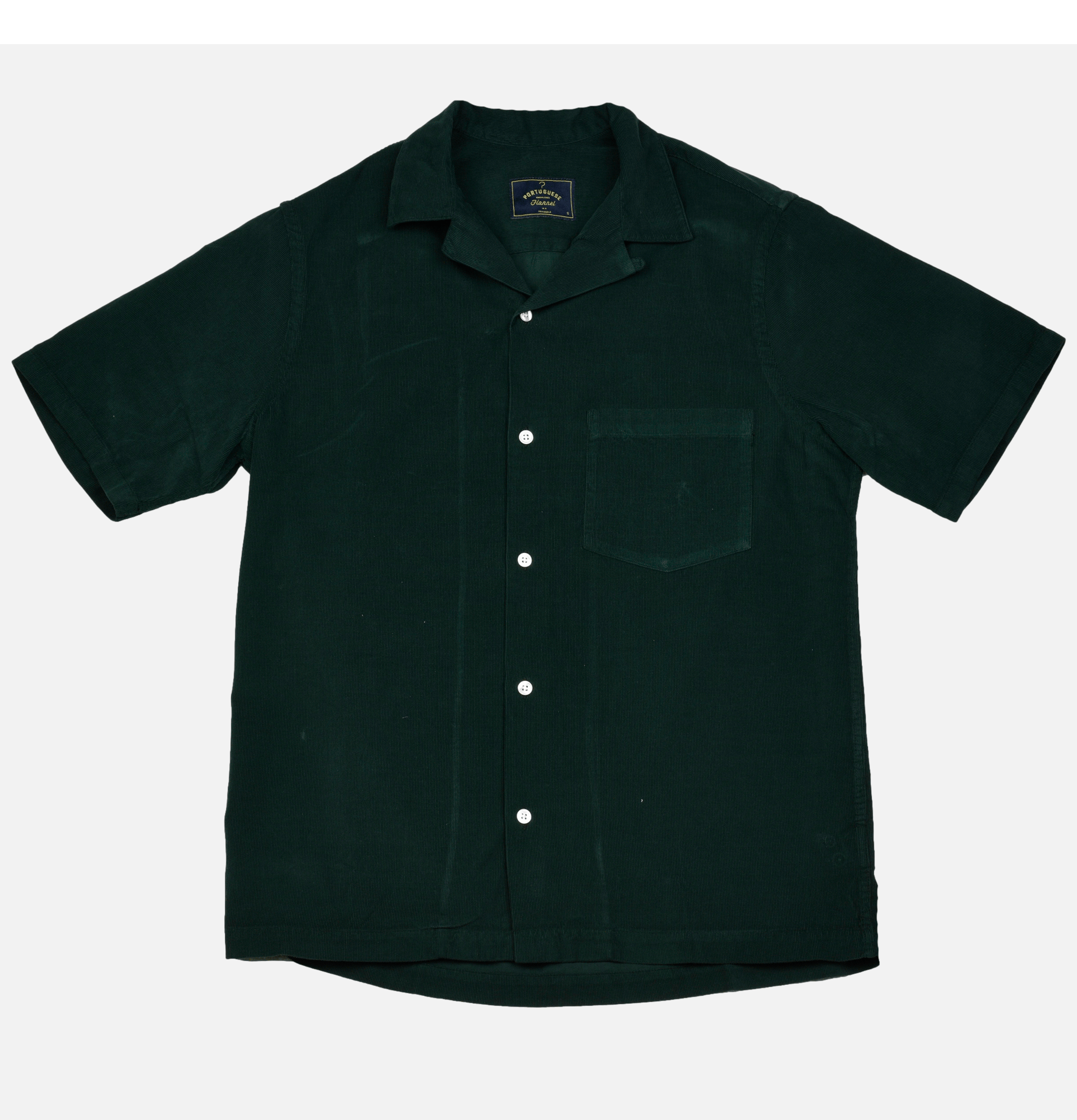 Portuguese Flannel Chemise Cord Camp Collar Vert