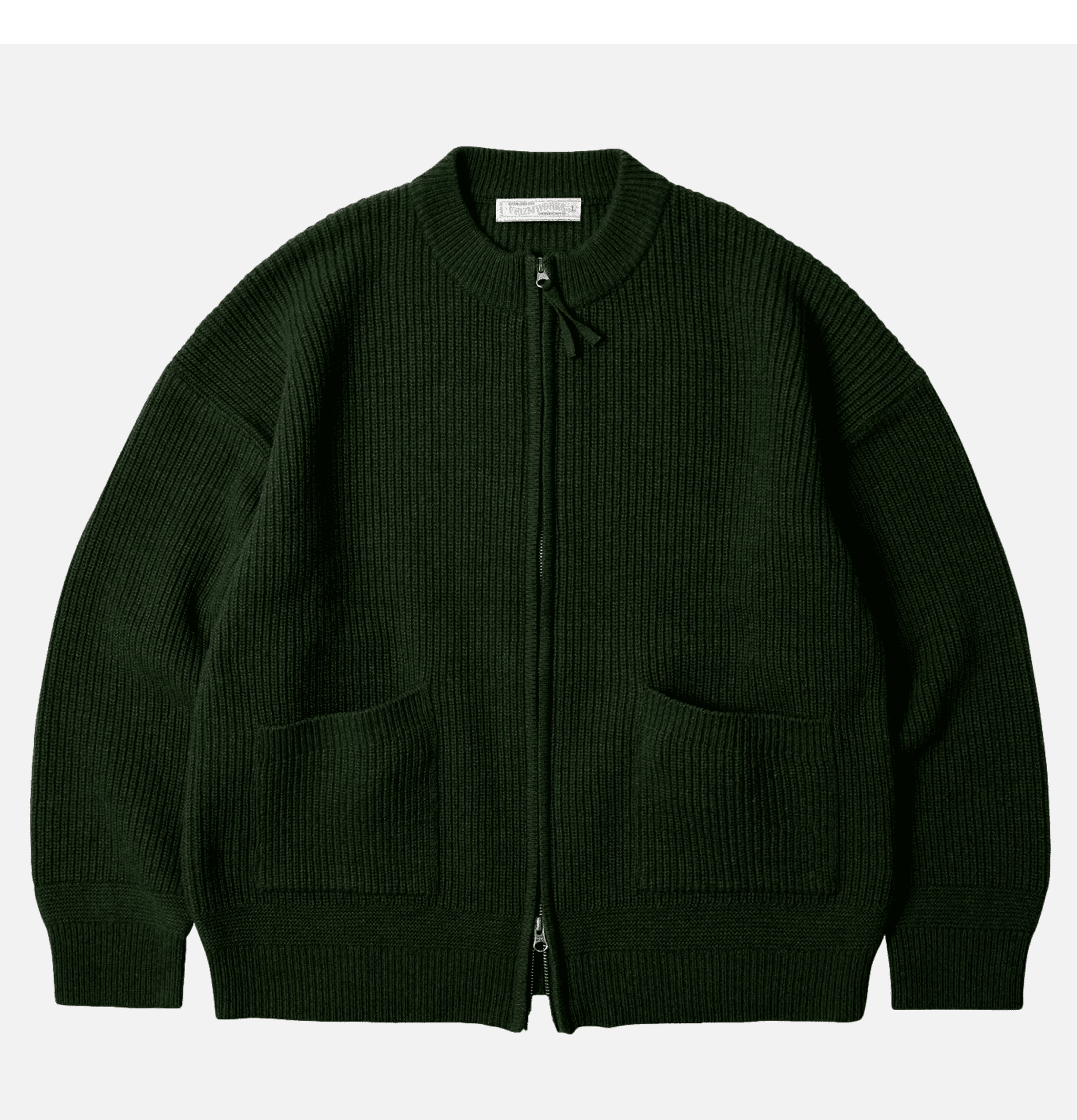 Frizmworks – Wool Deck Zip Cardigan Forest Green
