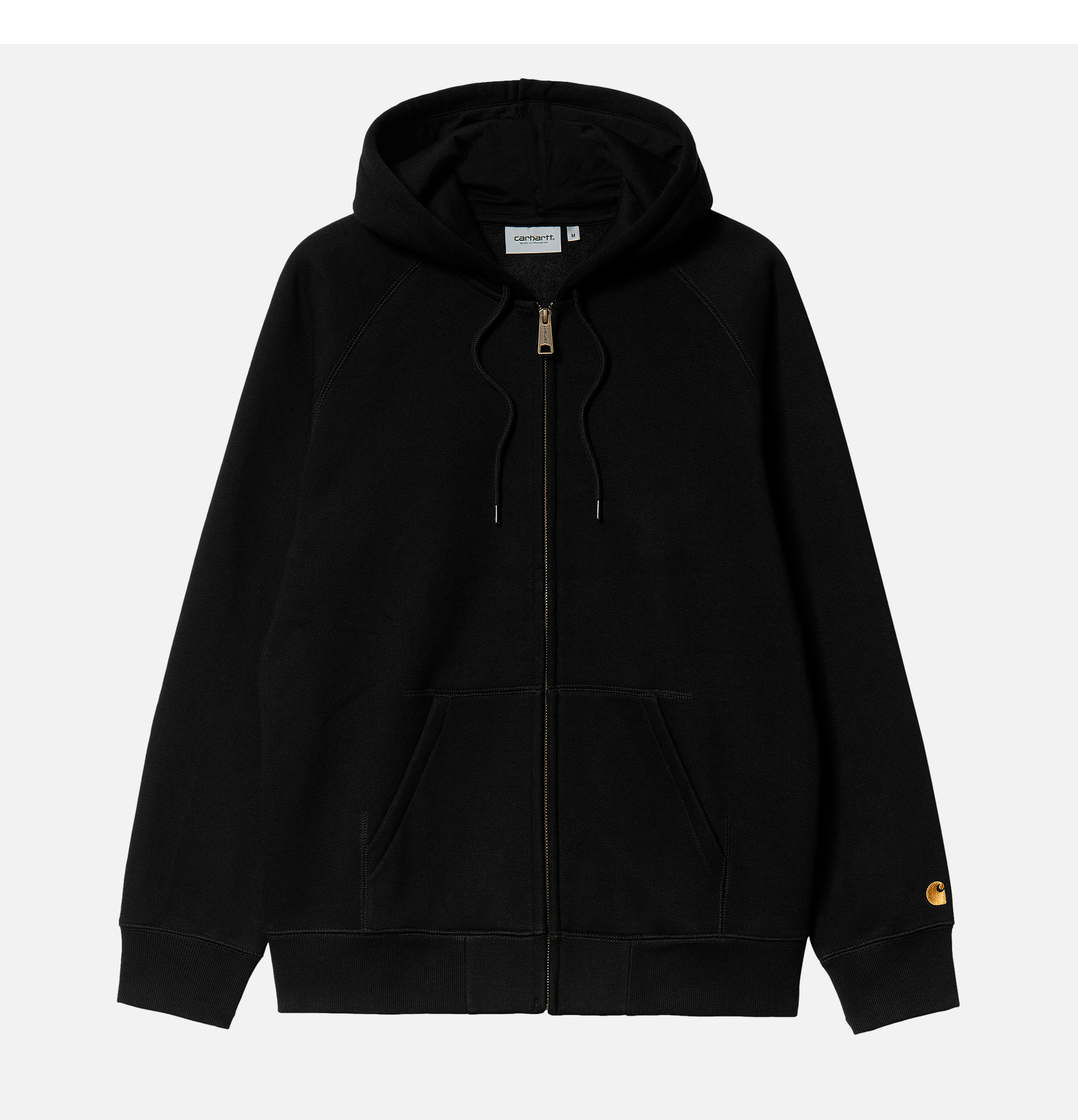 Carhartt WIP Sweatshirt Hooded Chase Zip Jacket Black.