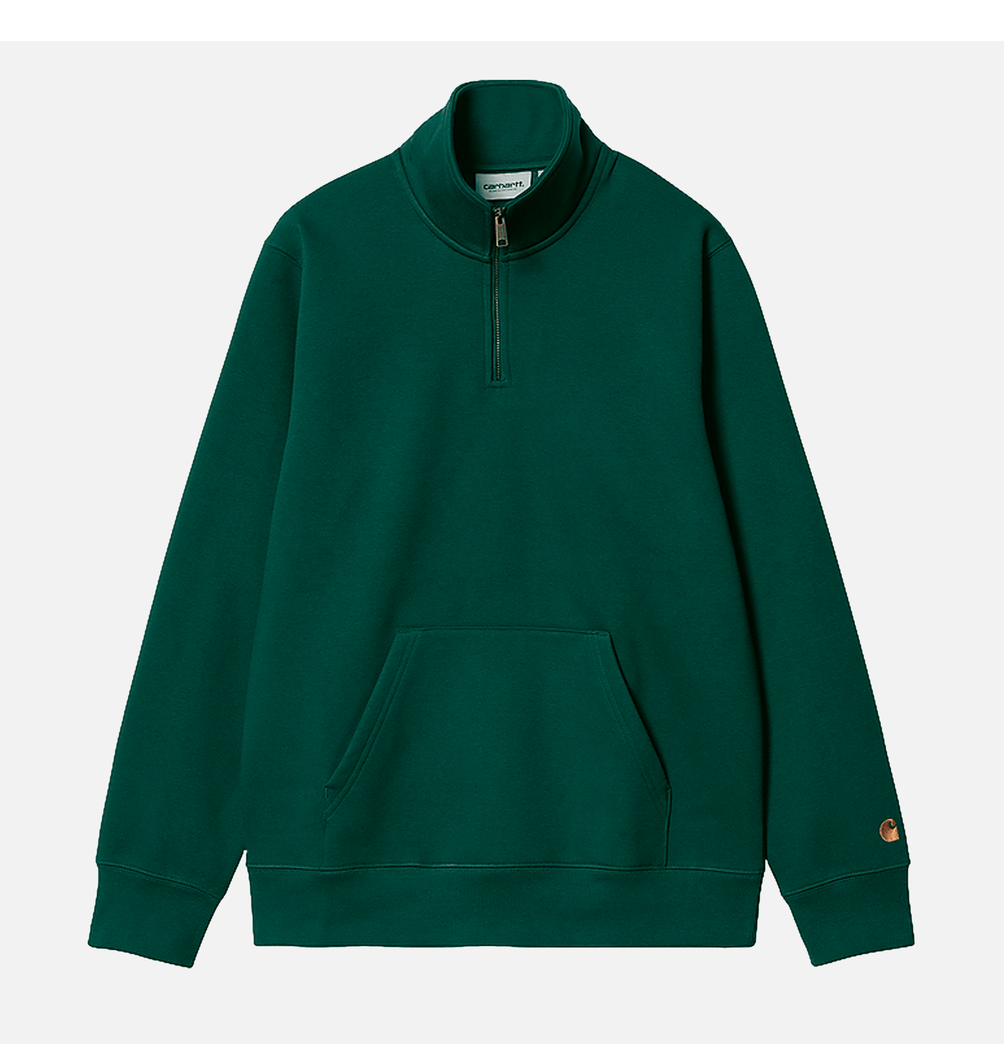 Carhartt WIP Chase Zip Neck Sweater Discovery Green.