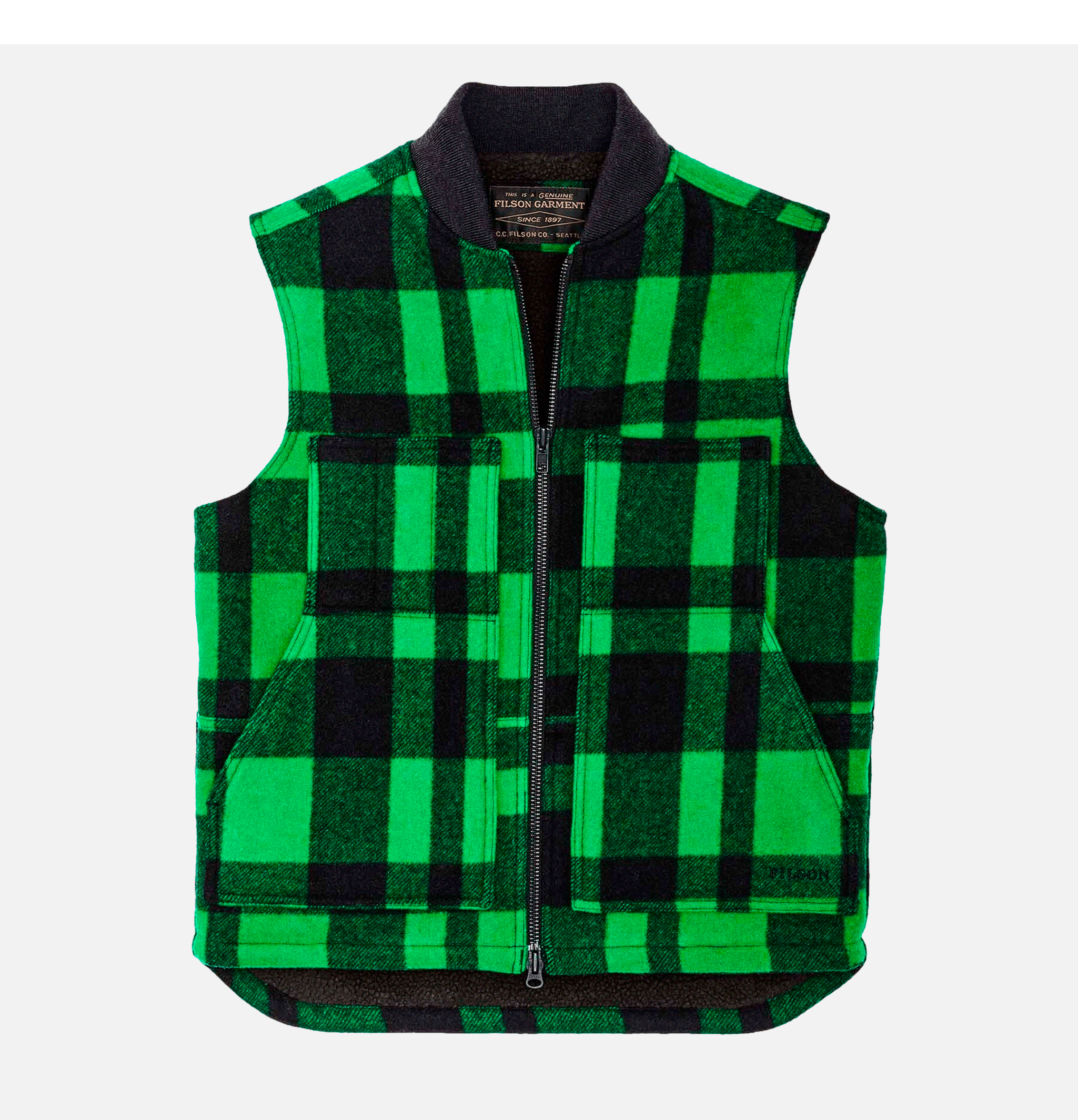 Filson Veste Lined Mackinaw Wool Green