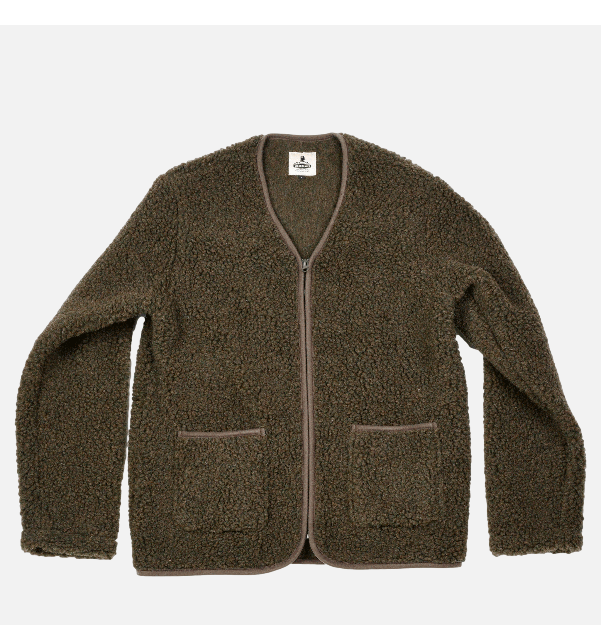 Zip Up Vee Cardigan Khaki