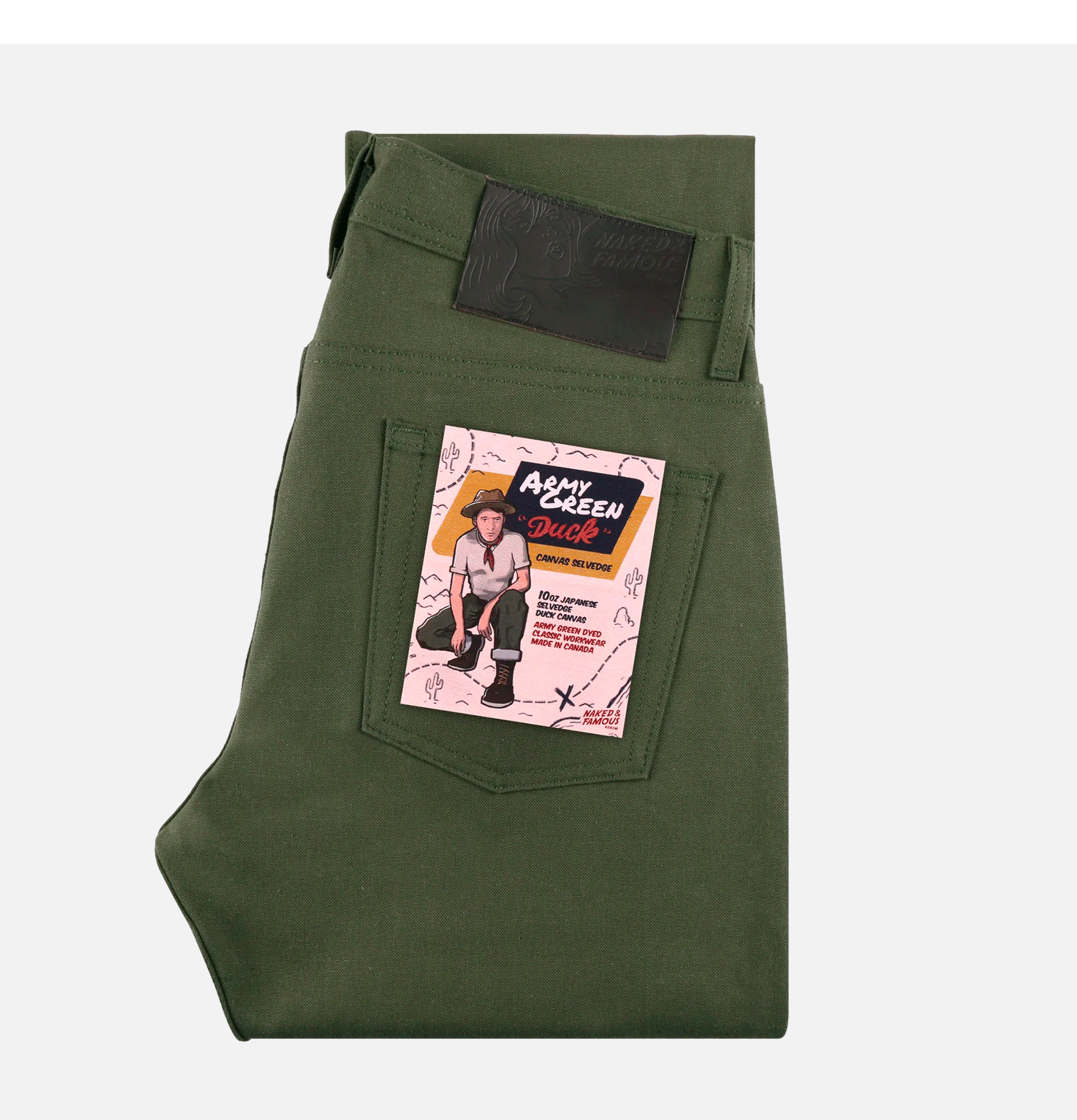 Naked & Famous Weird Guy Army Green Duck