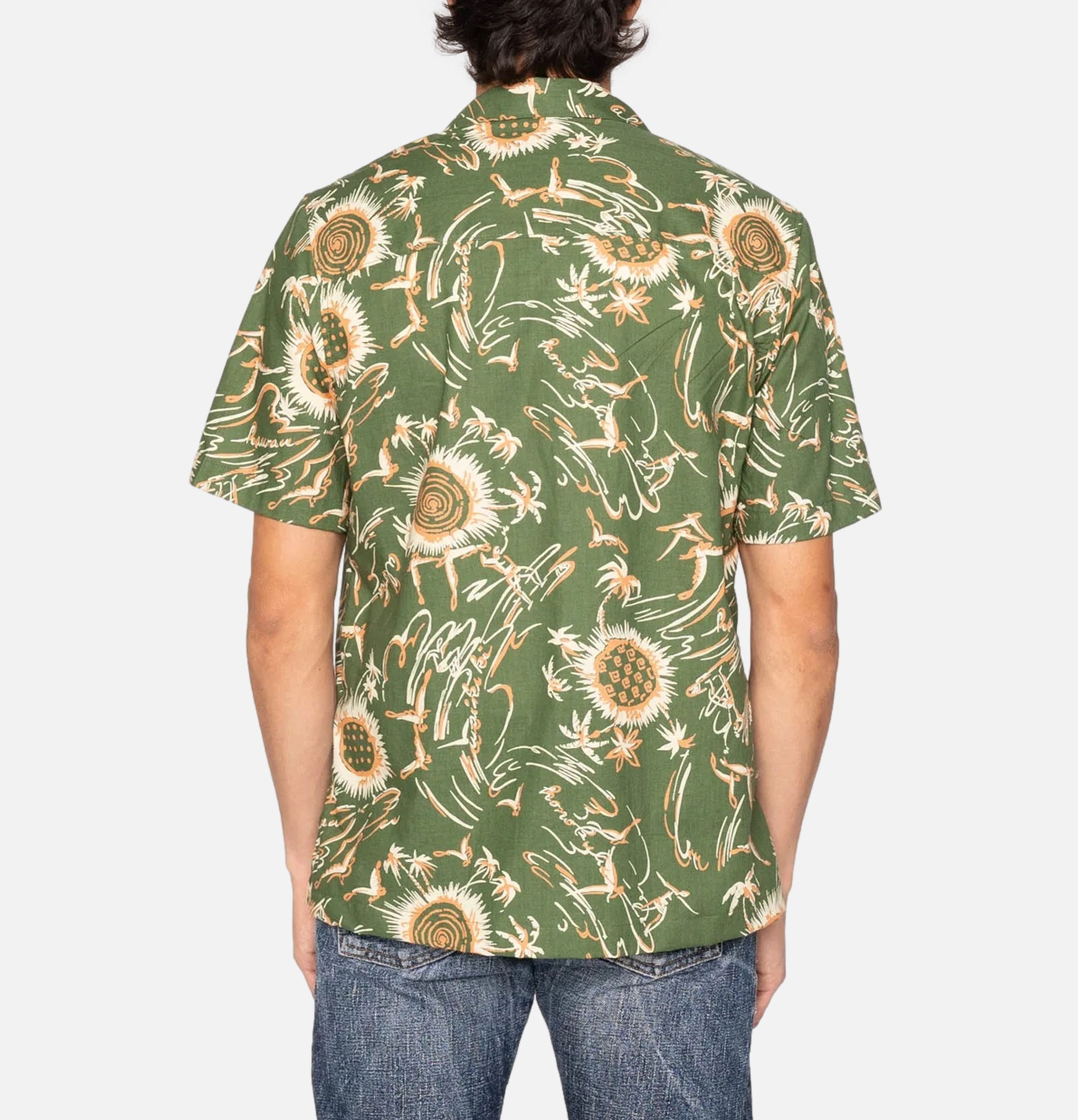 Naked & Famous Waikiki Waves Aloha Green Shirt