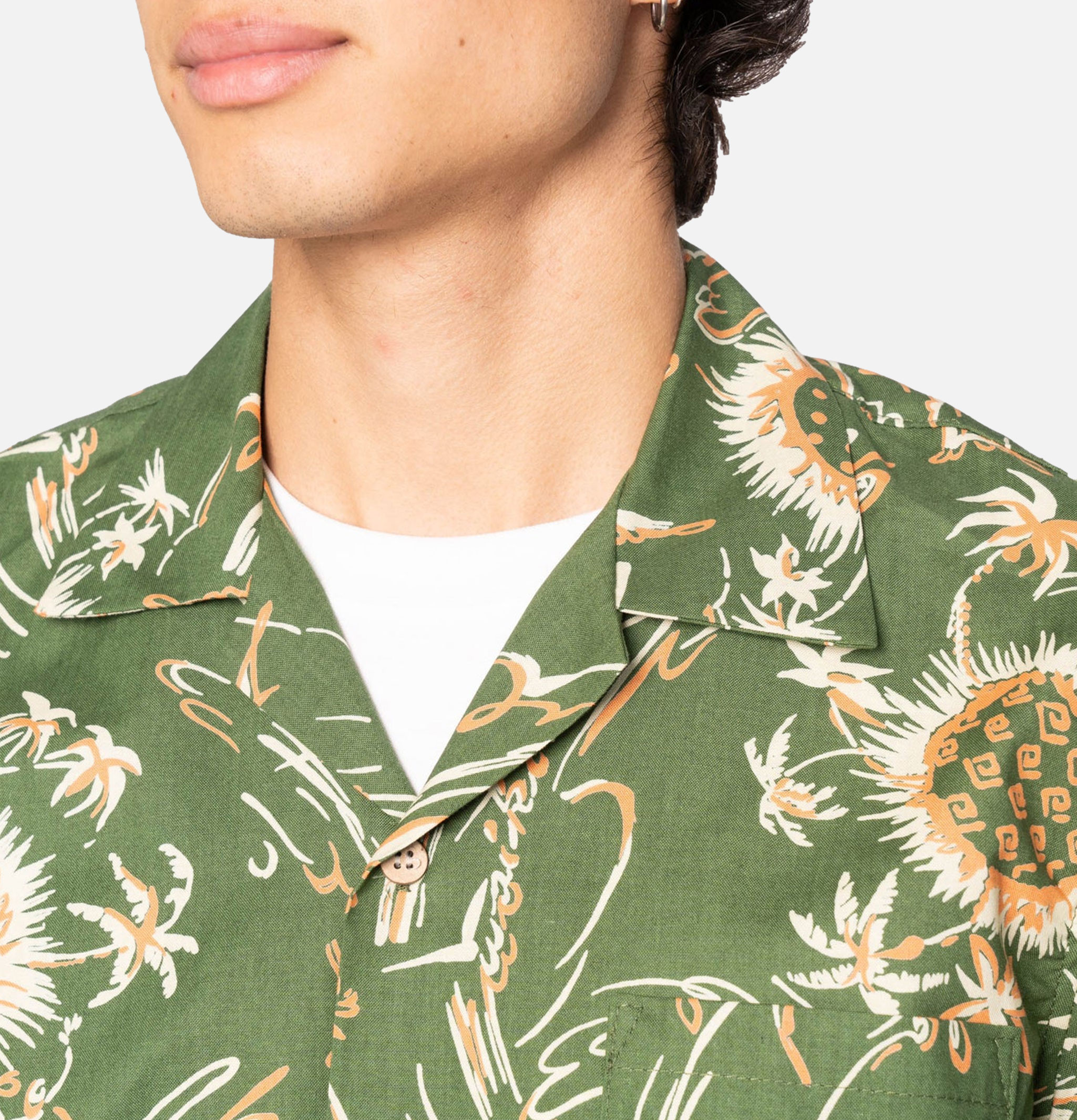 Naked & Famous Waikiki Waves Aloha Green Shirt