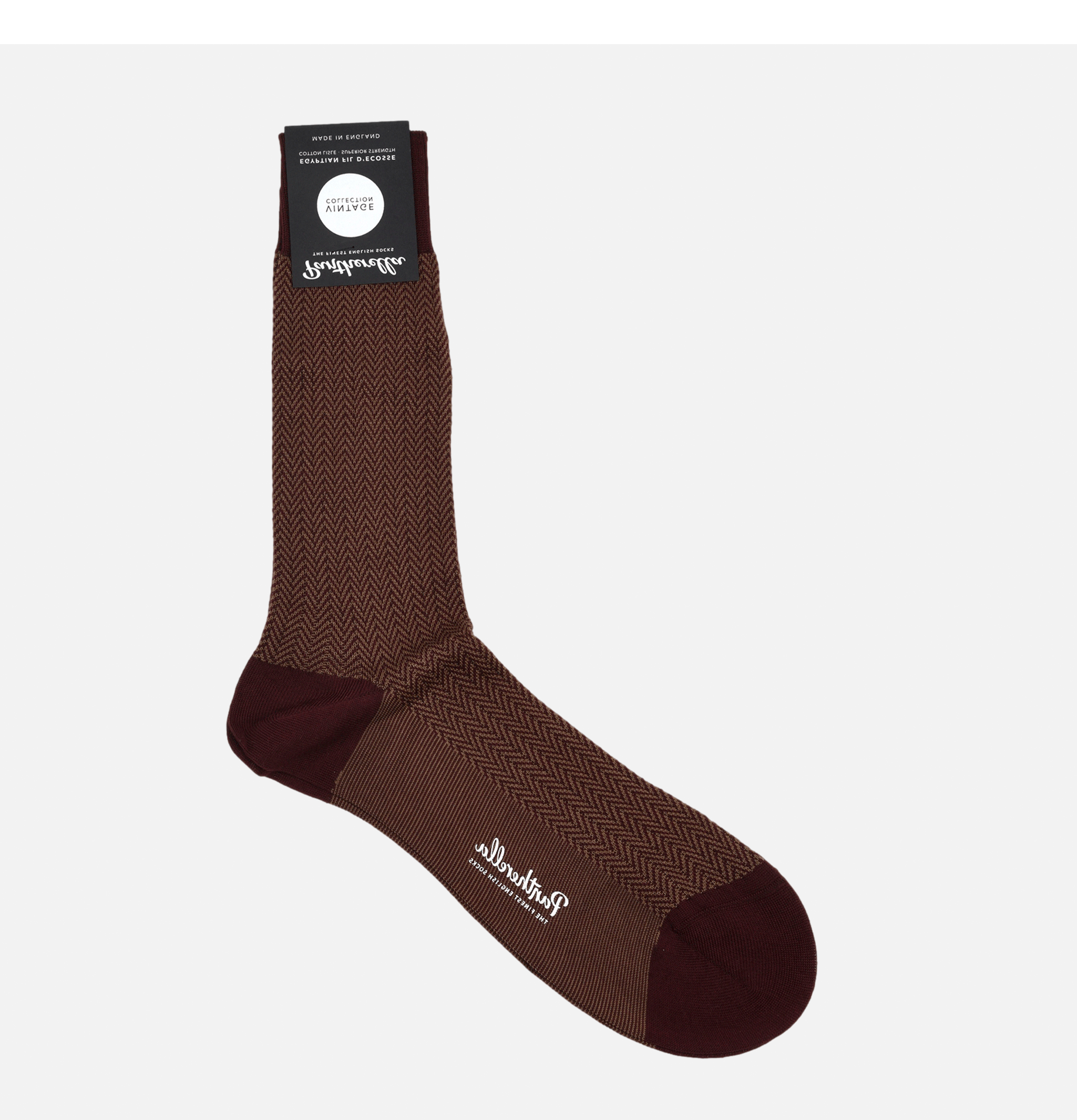Pantherella Herringbone Fabian Burgundy