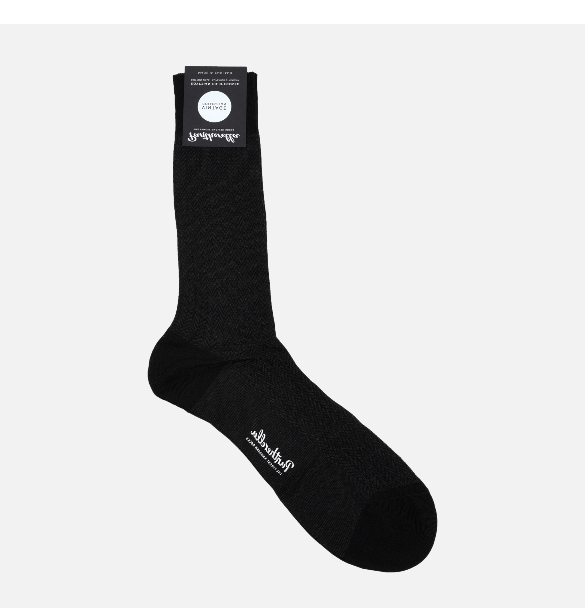Pantherella Herringbone Sock Black