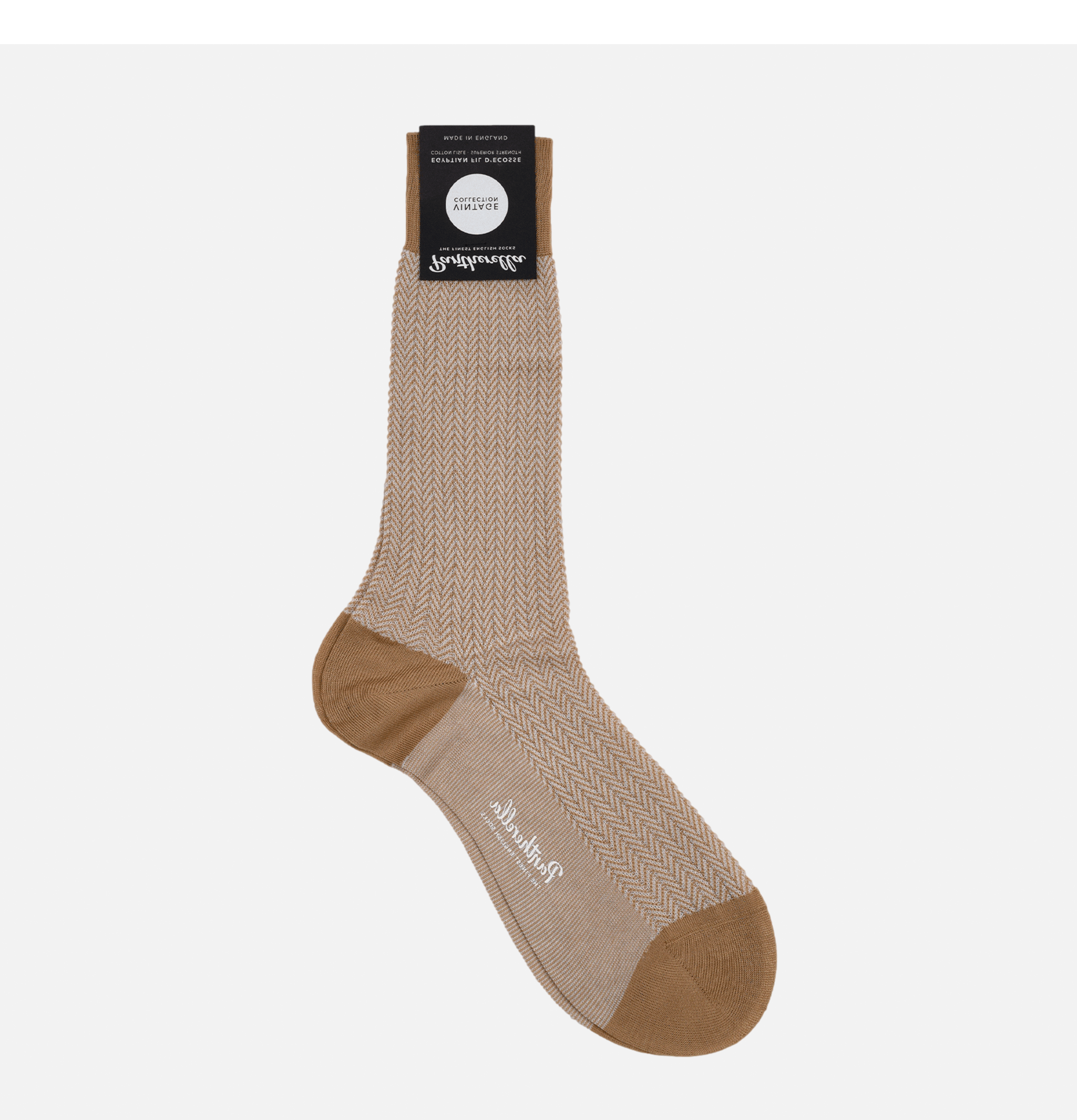 Pantherella Herringbone Fabian Light Khaki