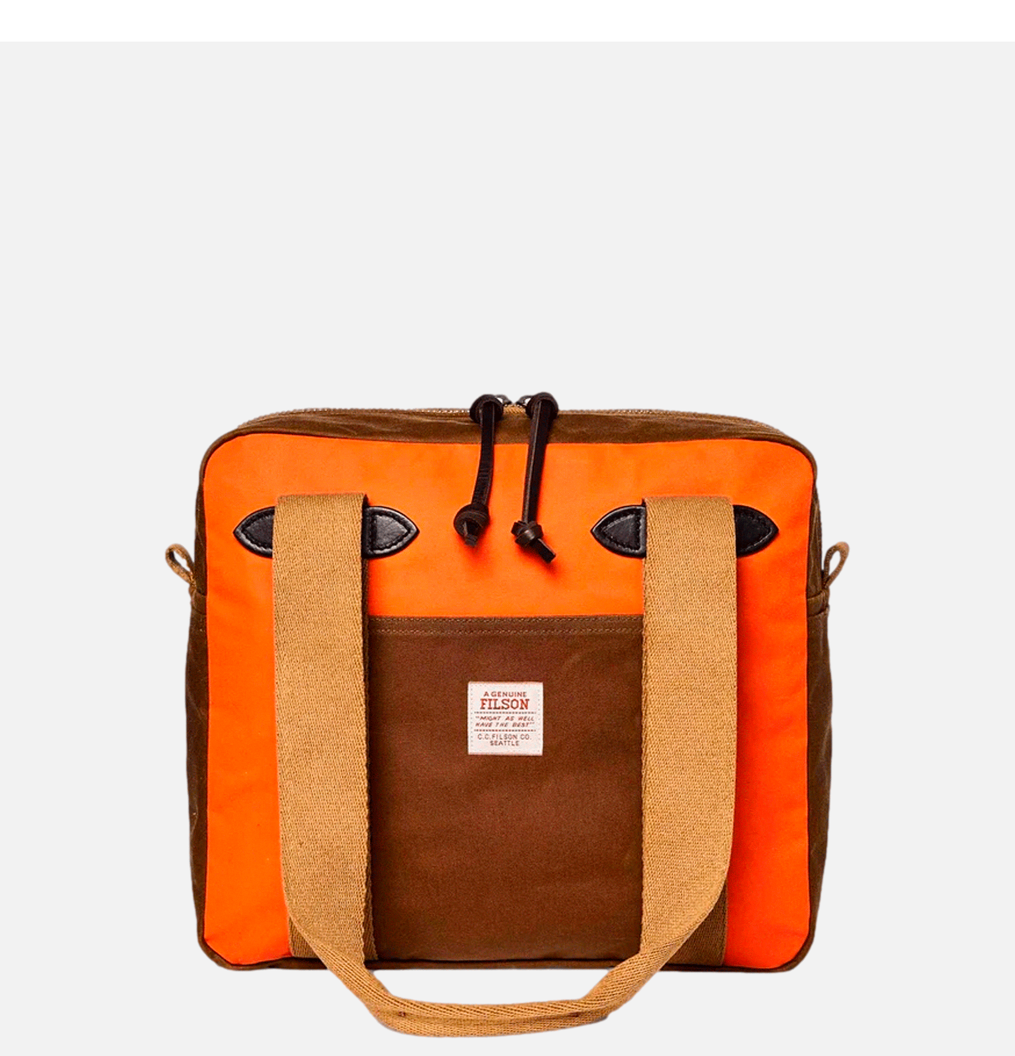 Filson Tincloth Zipper Tote Tan Flame