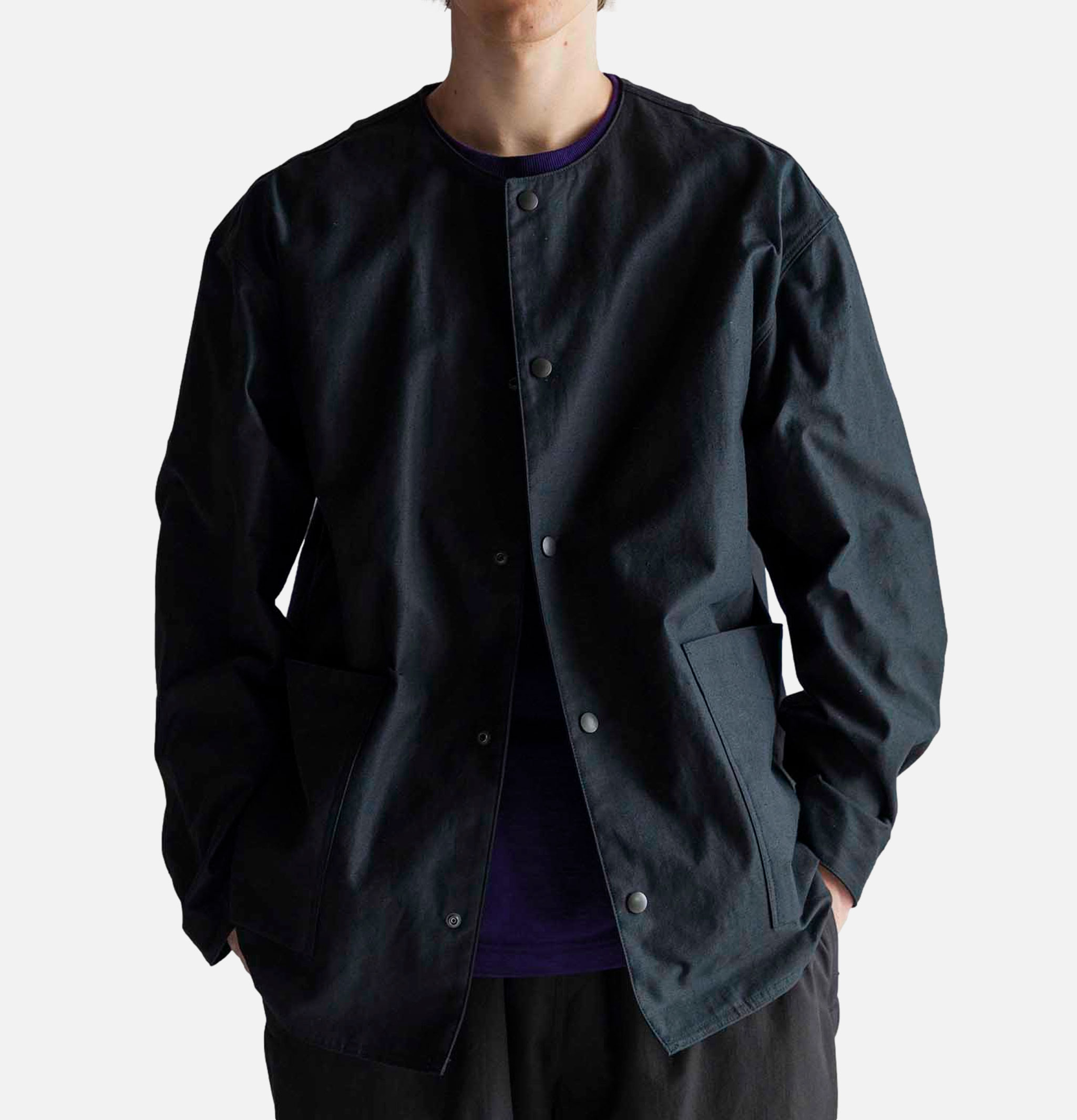 Jackman Back Nep Collarless Jacket Noir