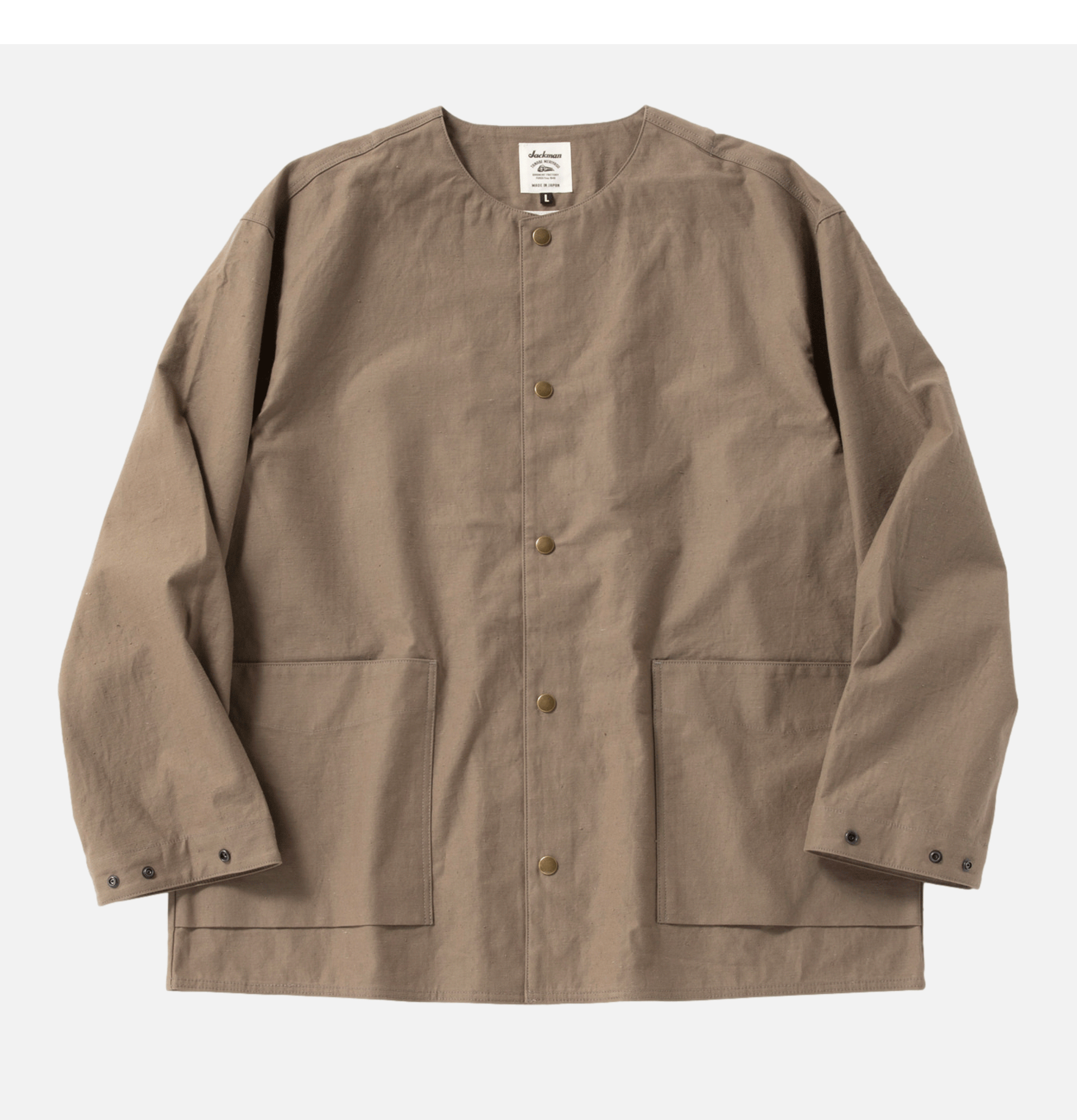 Jackman Back Nep Collarless Jacket Sepia