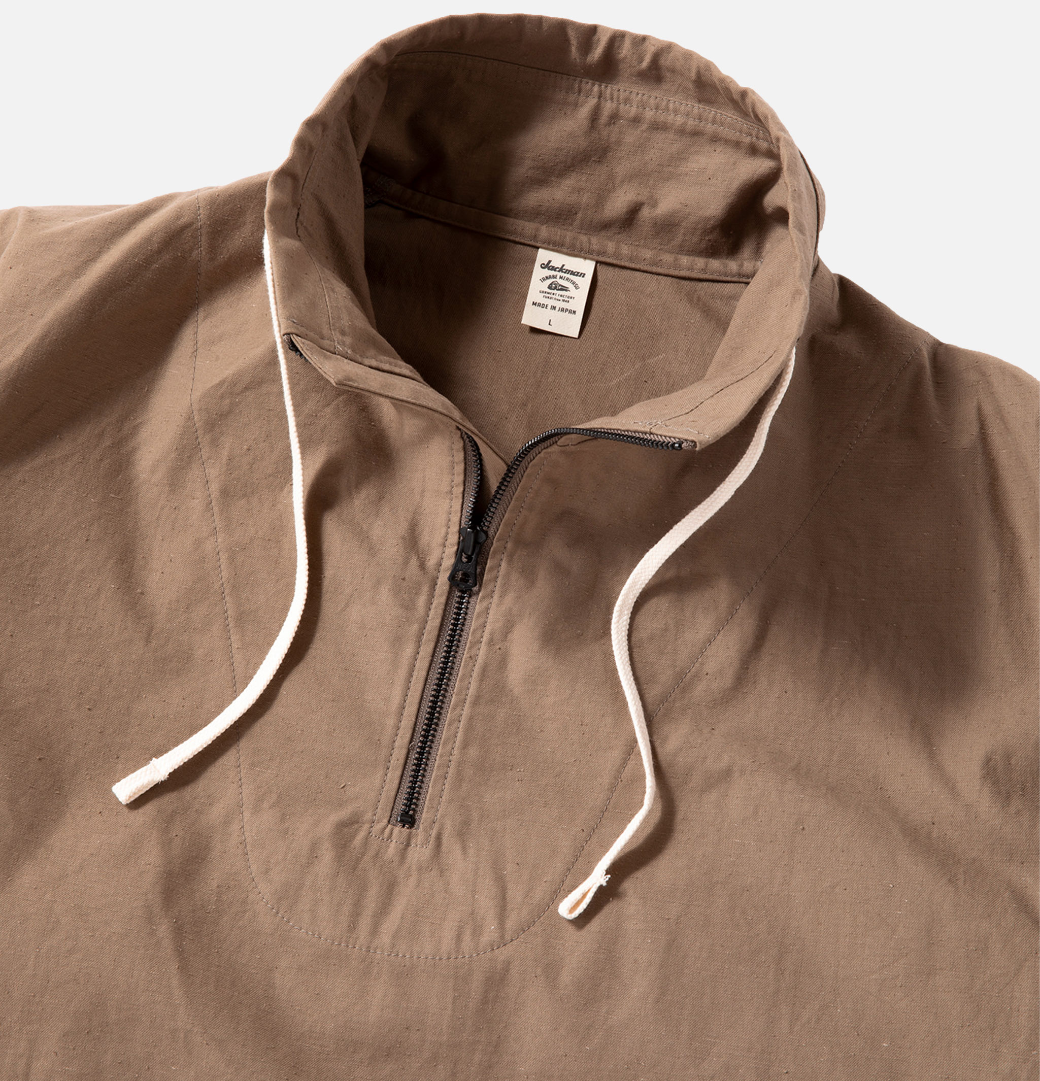 Jackman Back Nep Himo Stand Neck Sepia