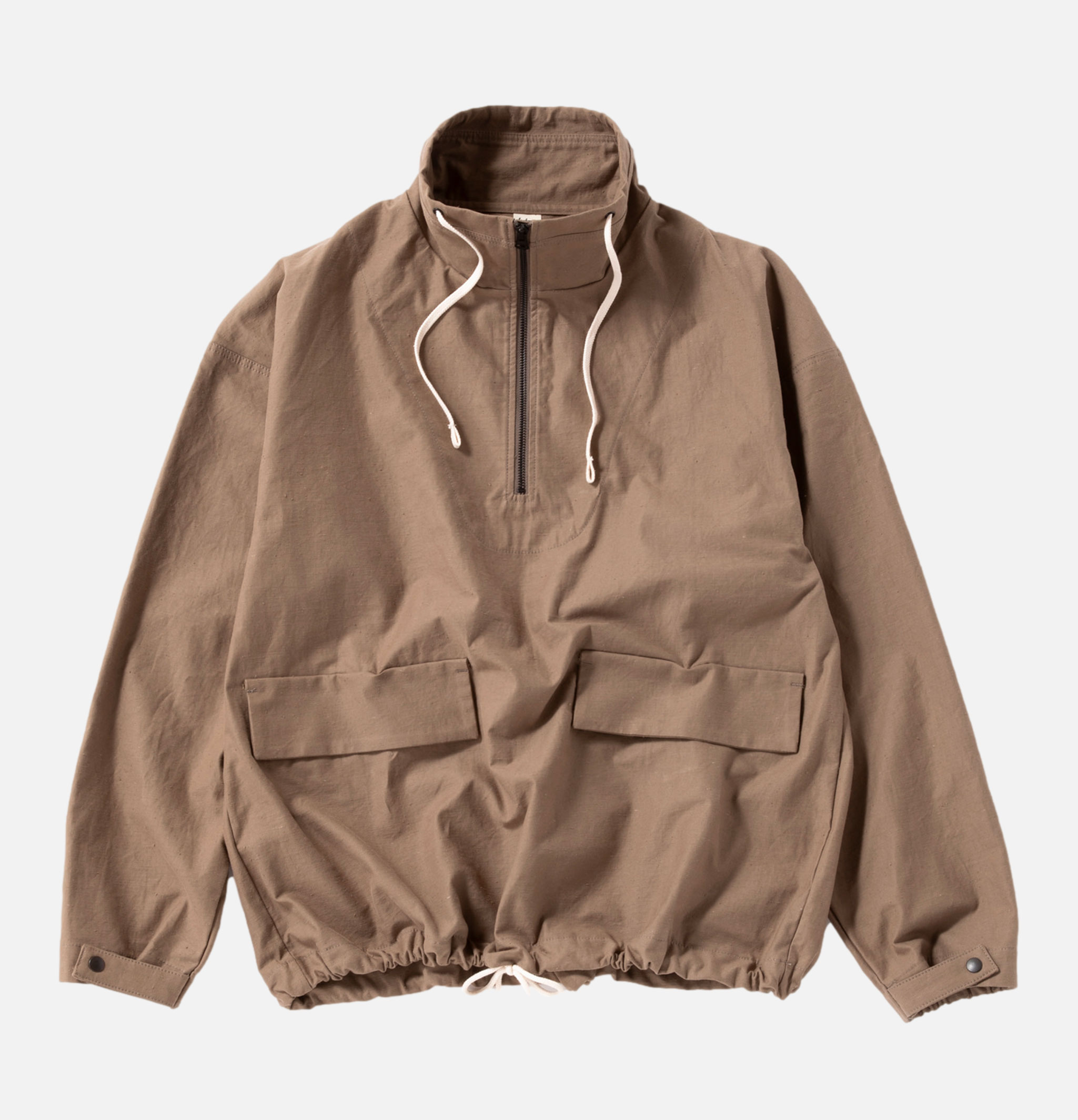 Jackman Back Nep Himo Stand Neck Sepia