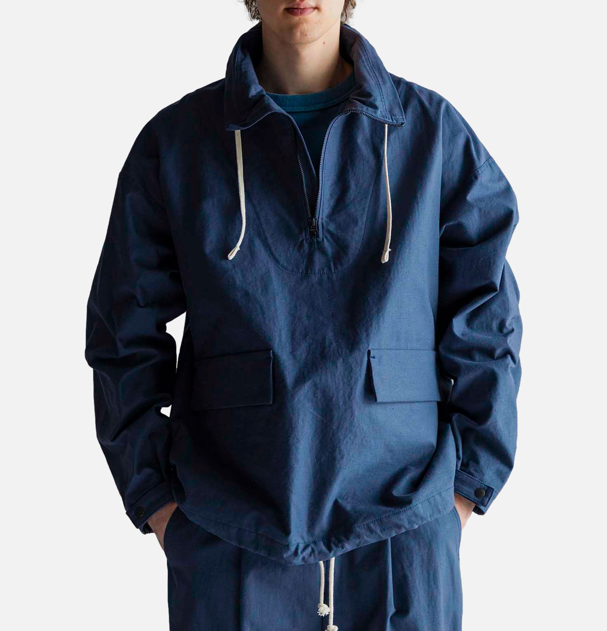 Jackman Back Nep Himo Stand Neck Navy