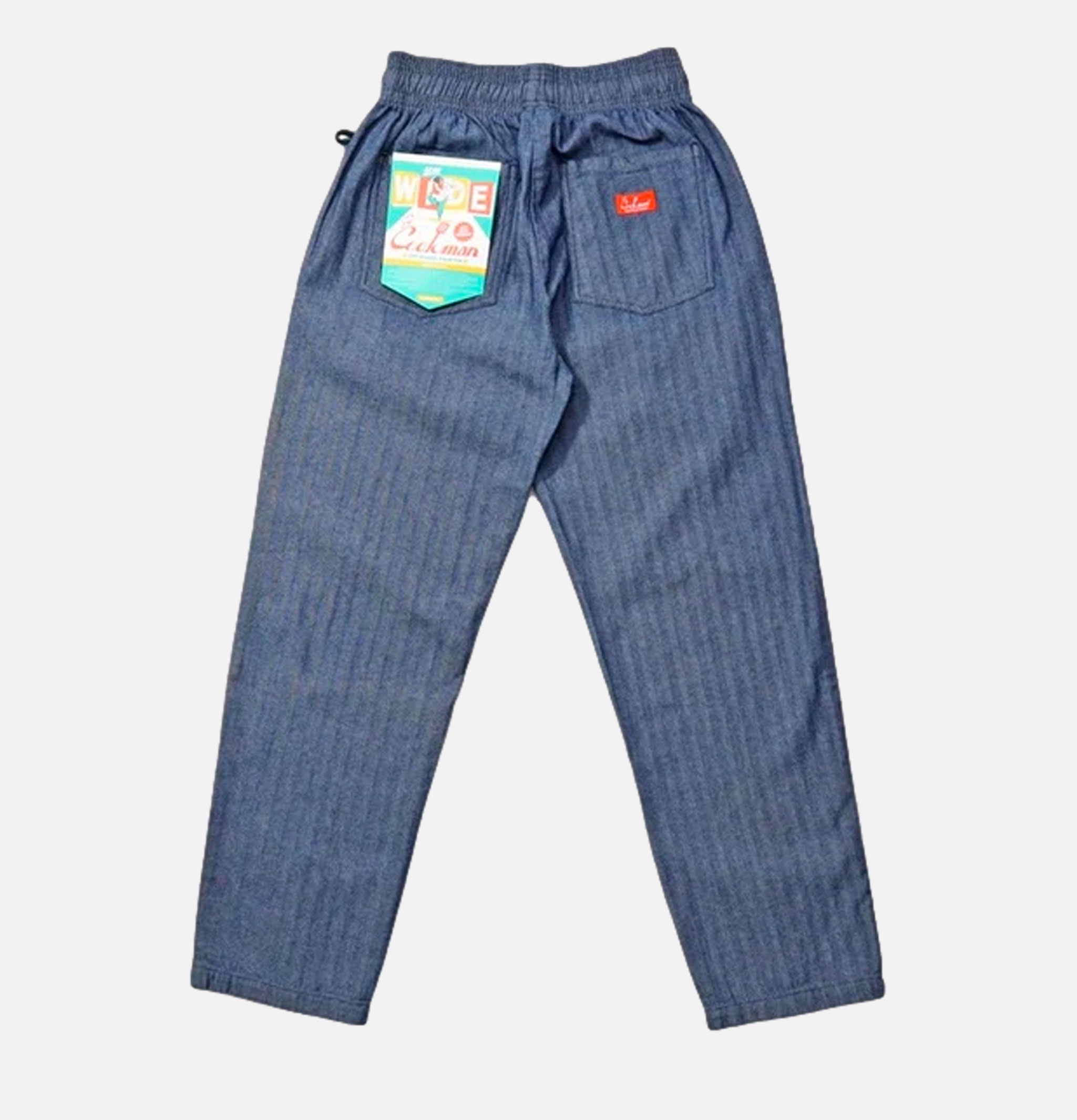 Cookman Chef Pants Semiwide Herringbone Denim Blue