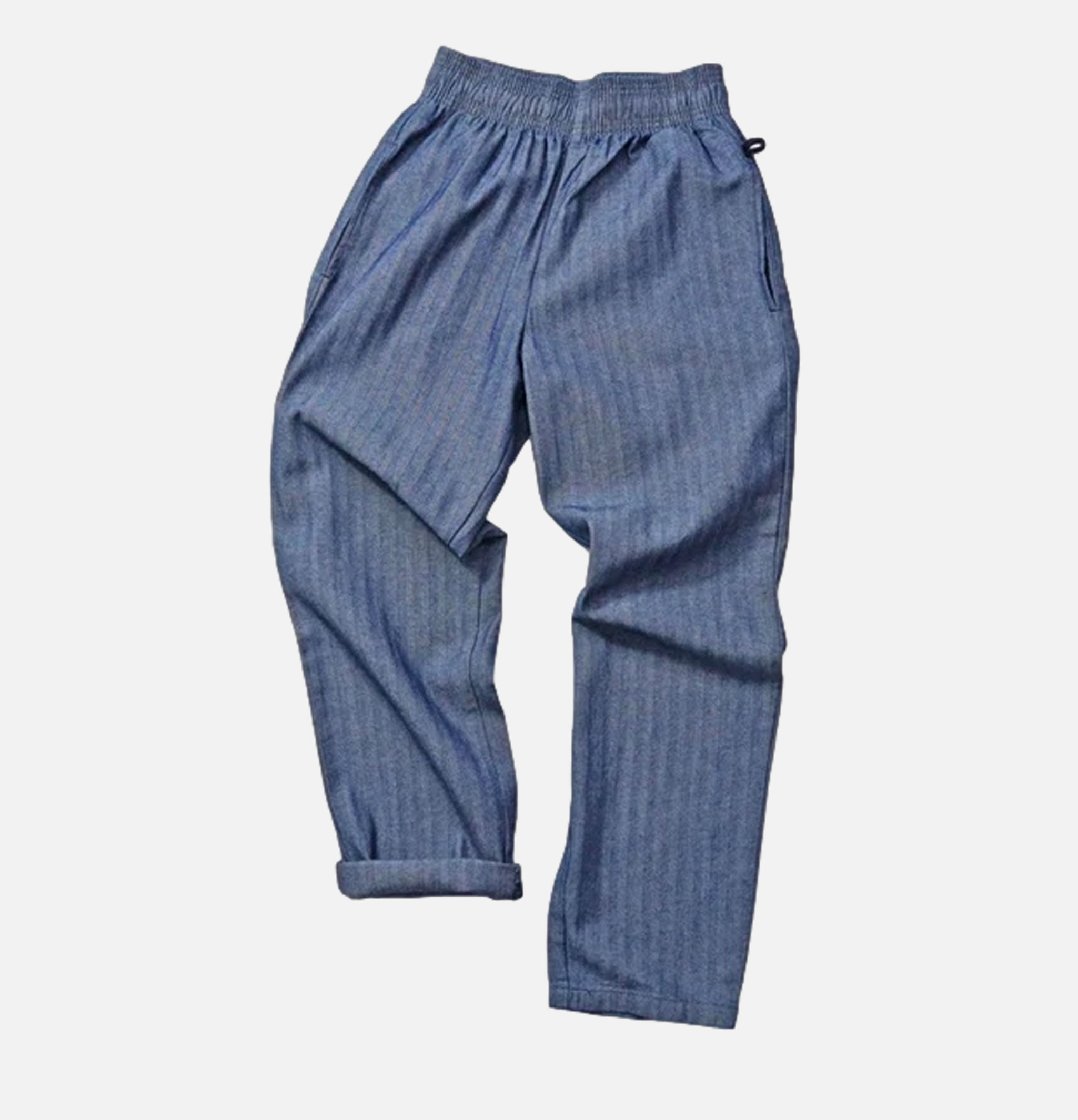 Cookman Chef Pants Semiwide Herringbone Denim Blue