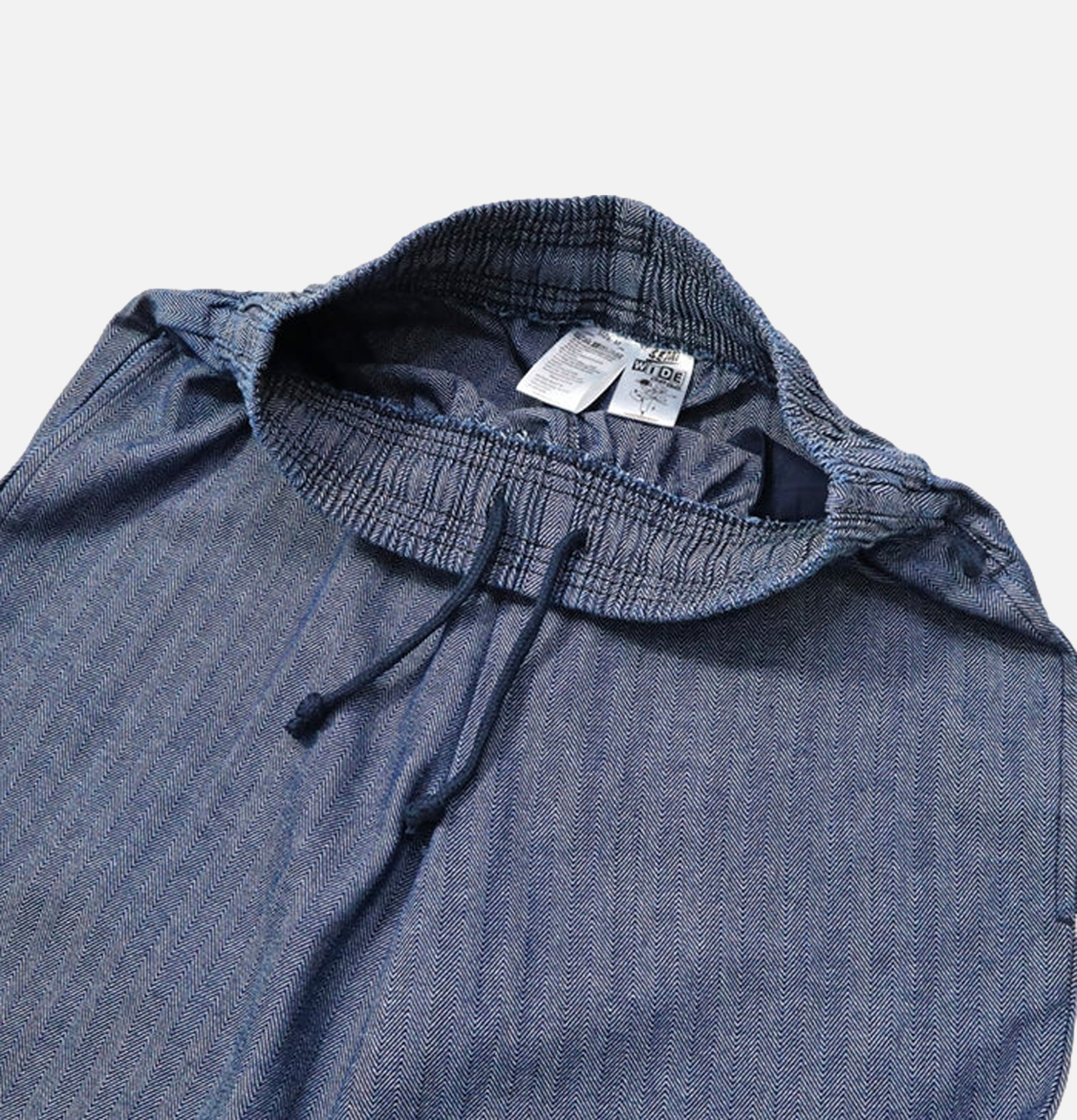 Cookman Chef Pants Semiwide Herringbone Denim Blue