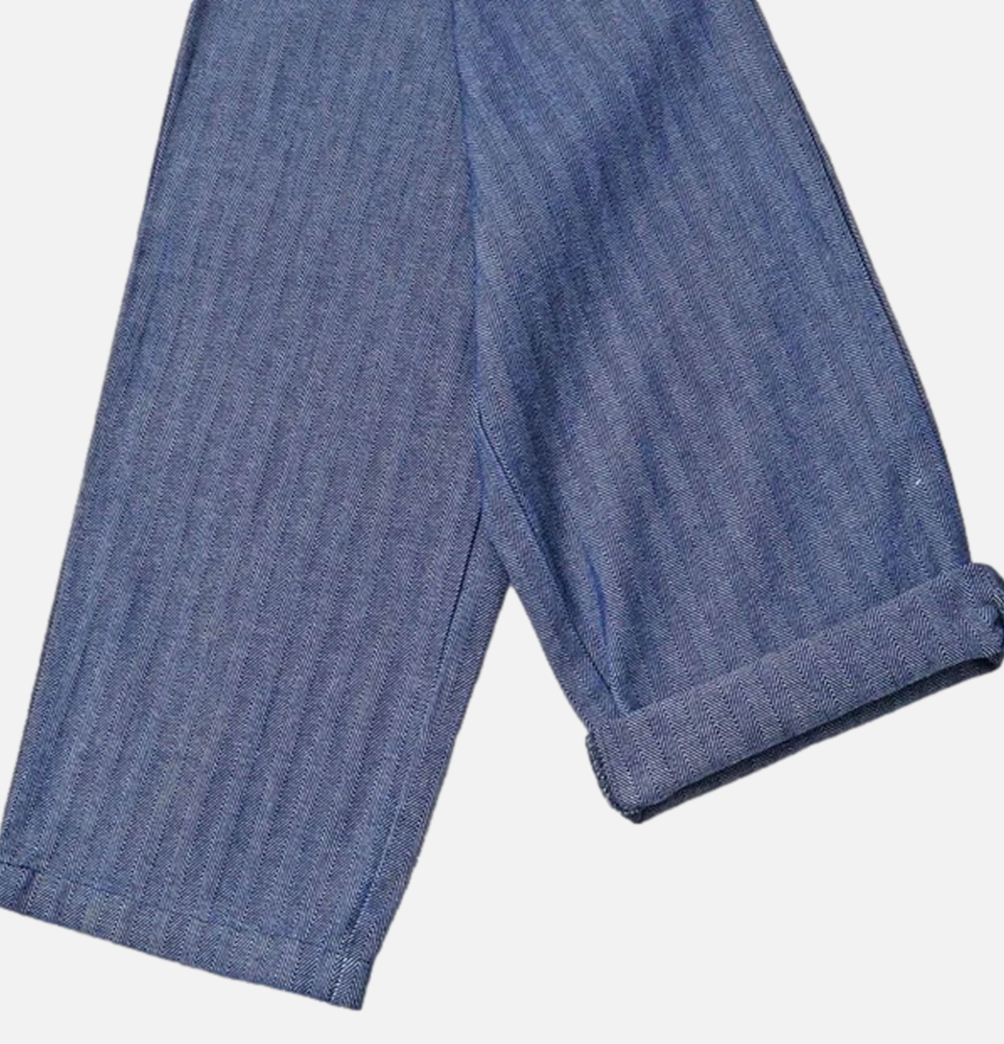 Cookman Chef Pants Semiwide Herringbone Denim Blue