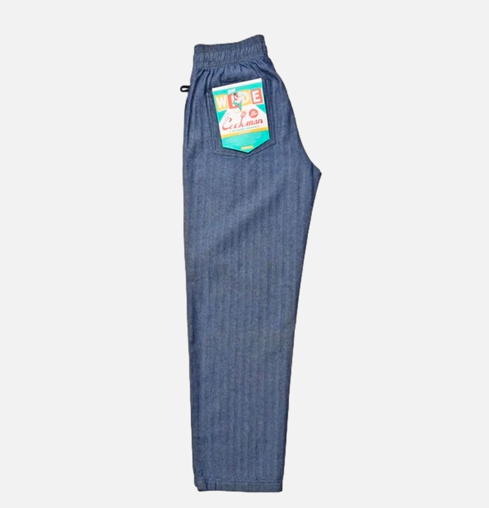Cookman Chef Pants Semiwide Herringbone Denim Blue