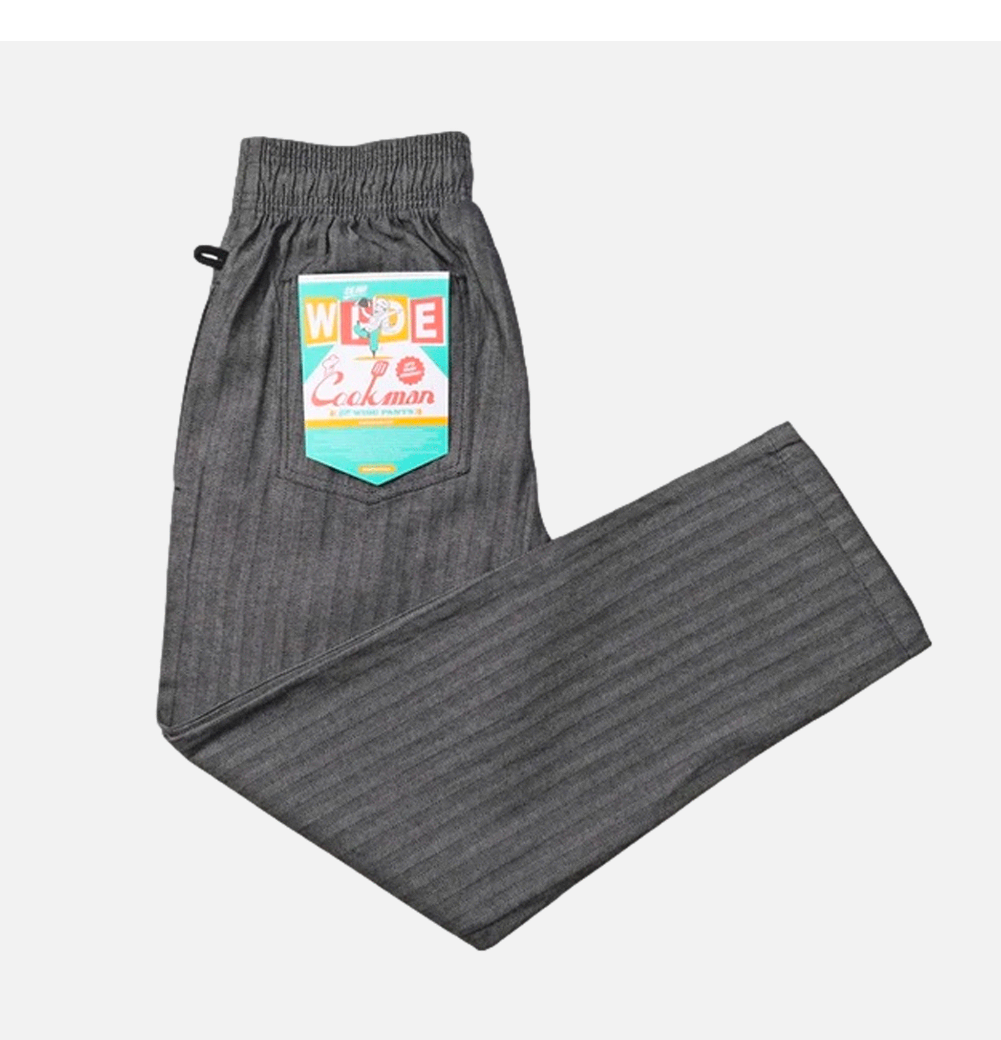 Cookman Chef Pants Semiwide Herringbone Denim Black