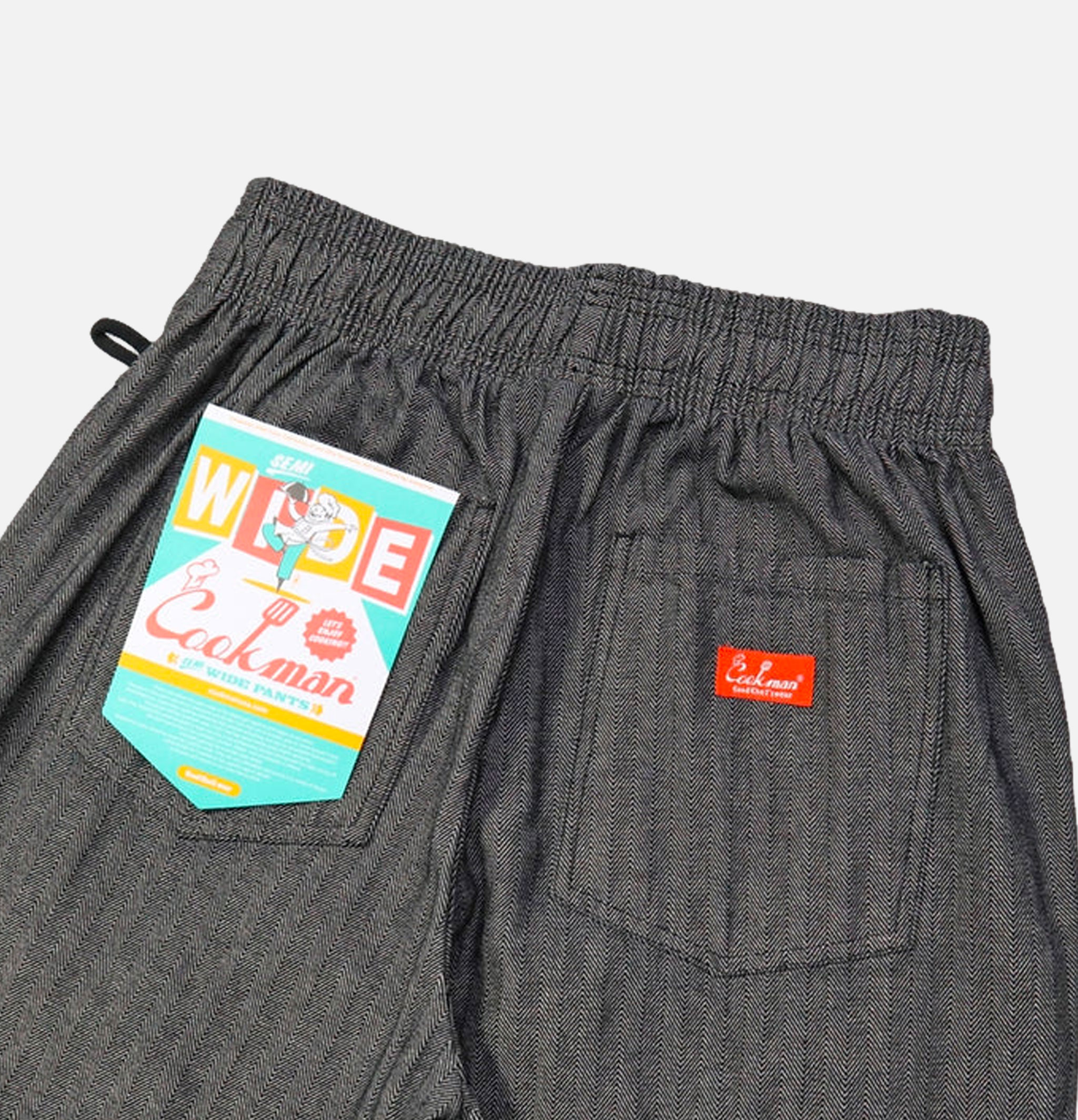 Cookman Chef Pants Semiwide Herringbone Denim Noir