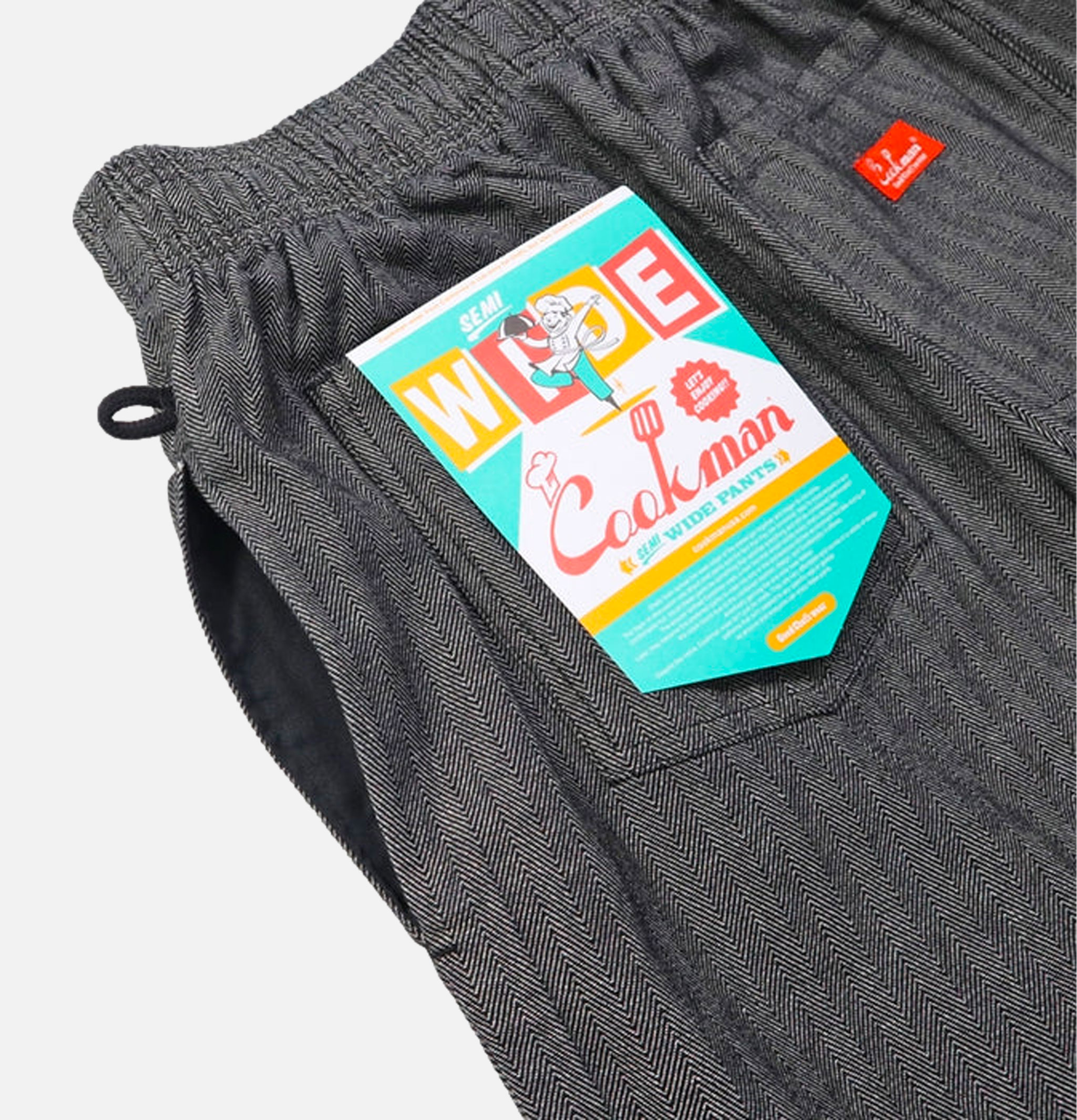 Cookman Chef Pants Semiwide Herringbone Denim Noir