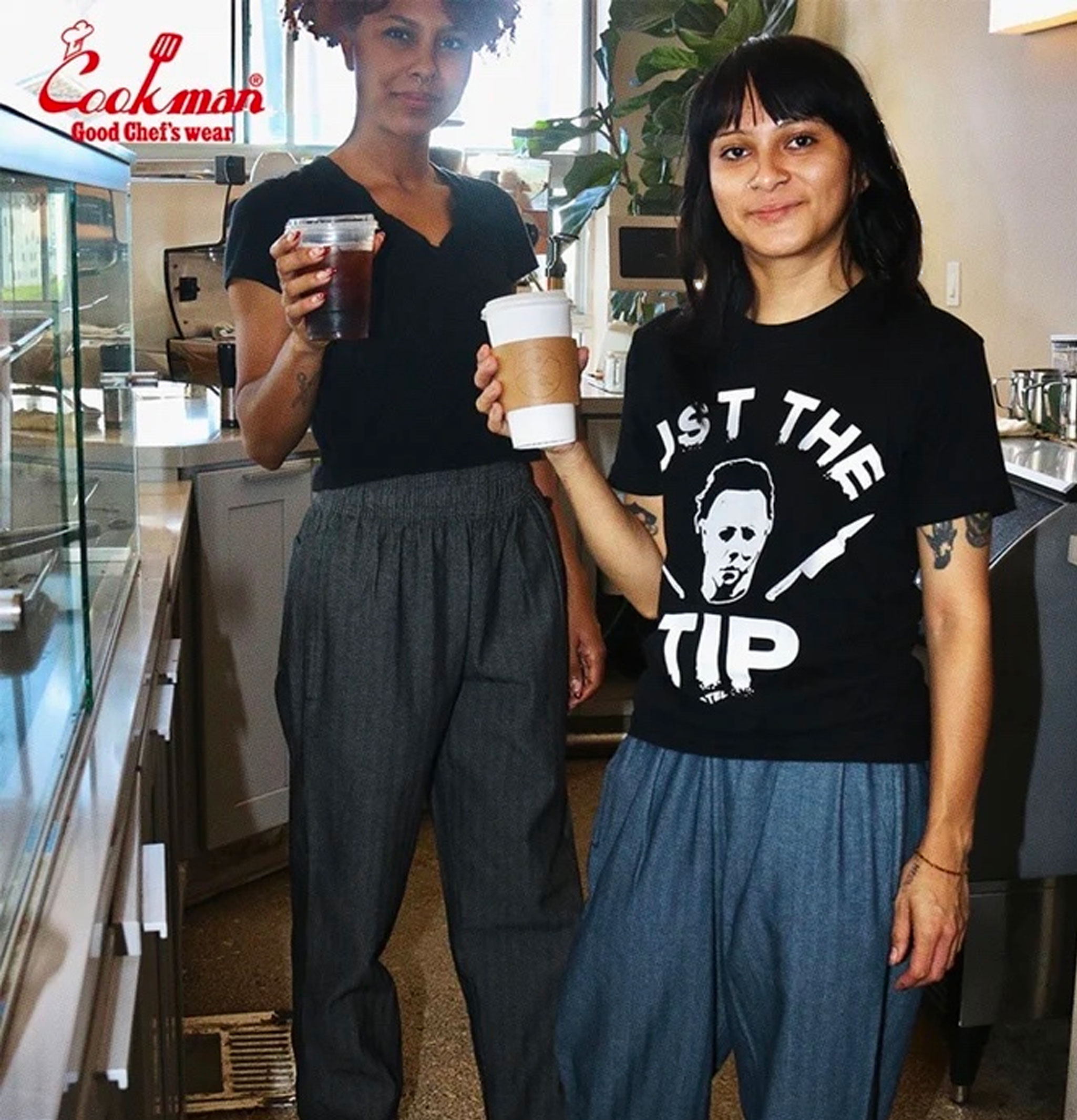 Cookman Chef Pants Semiwide Herringbone Denim Noir