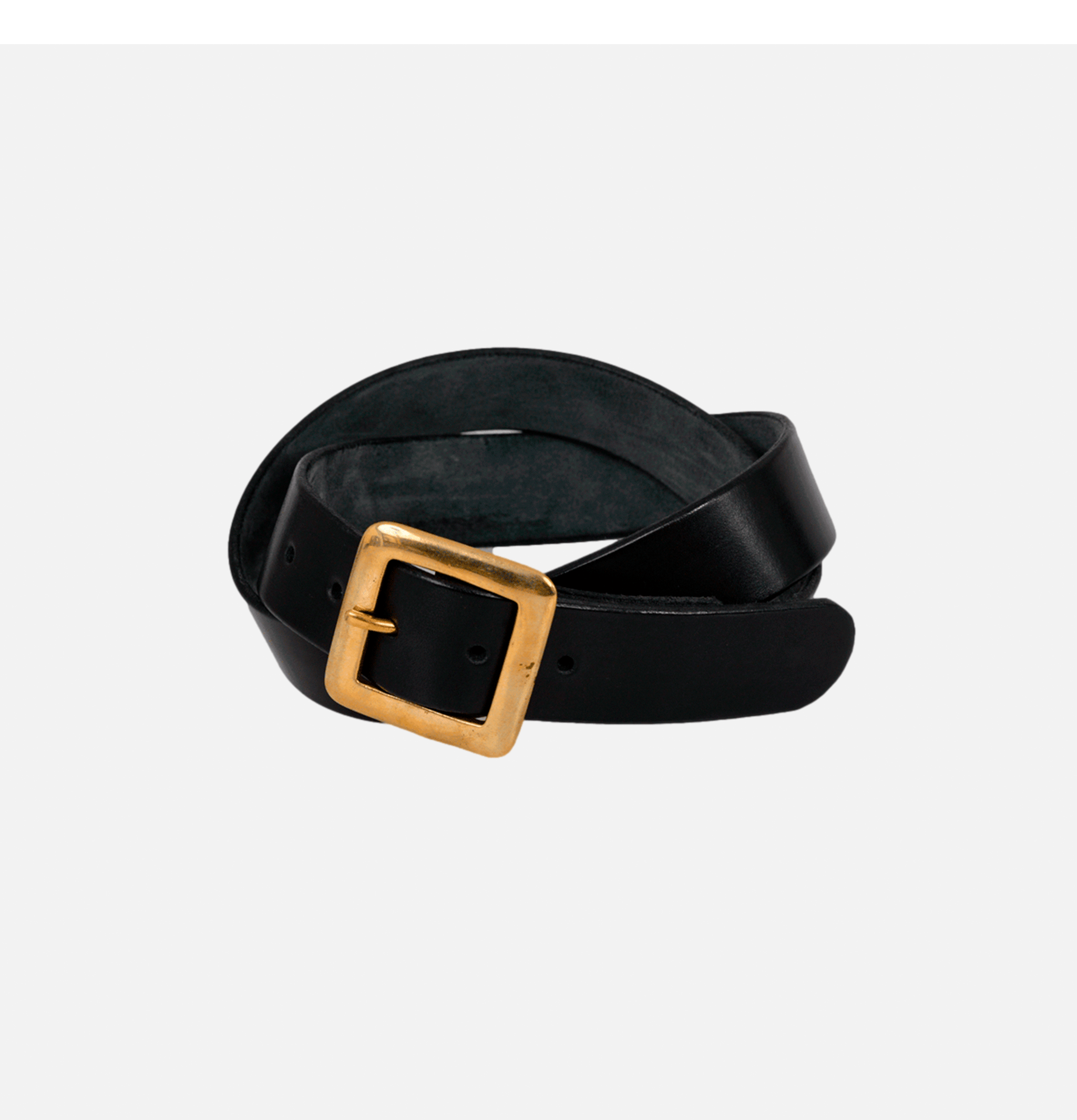 Biff Square Leather Belt Black.