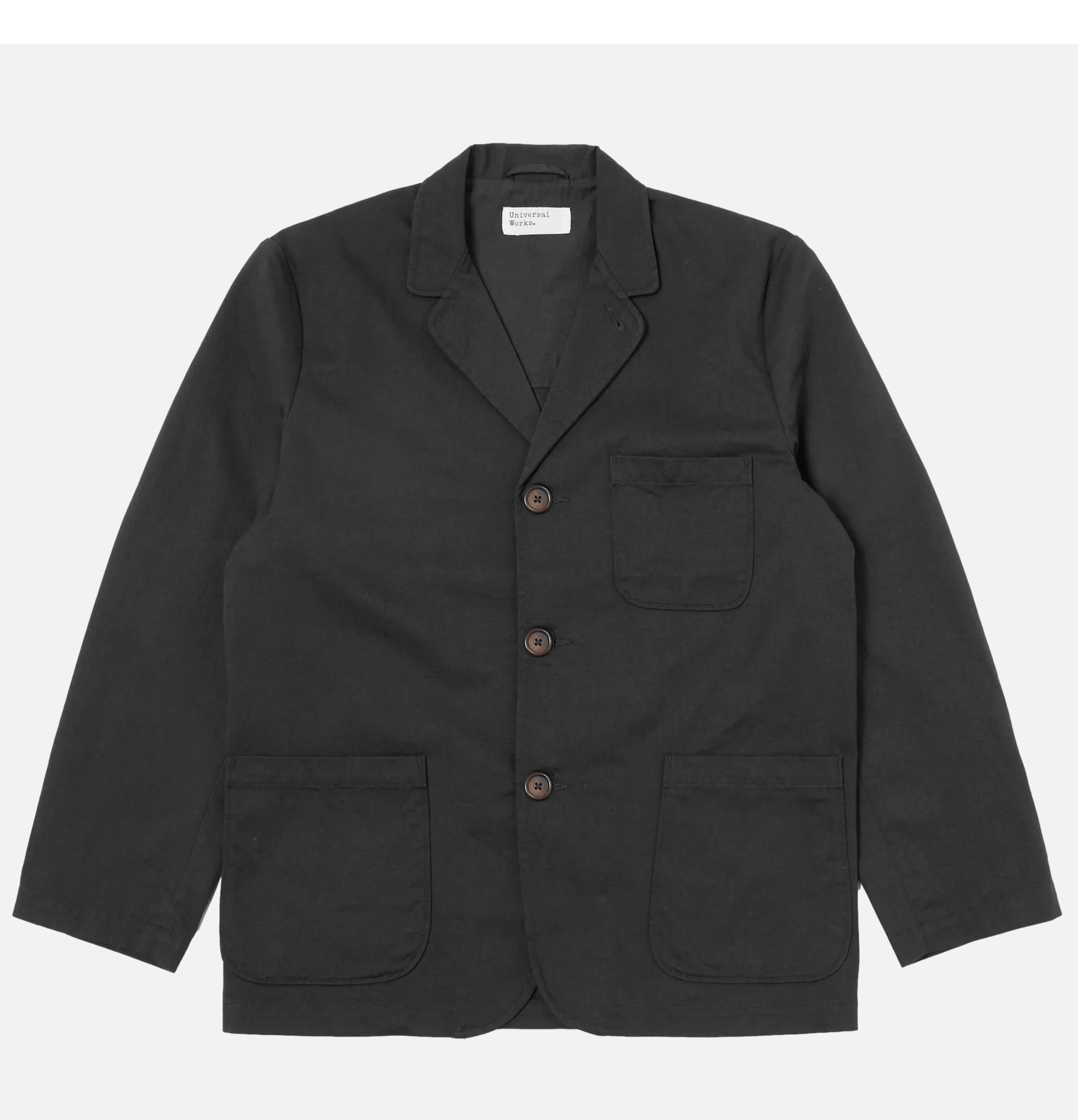 Universal Works Veste Trois boutons Twill Noir