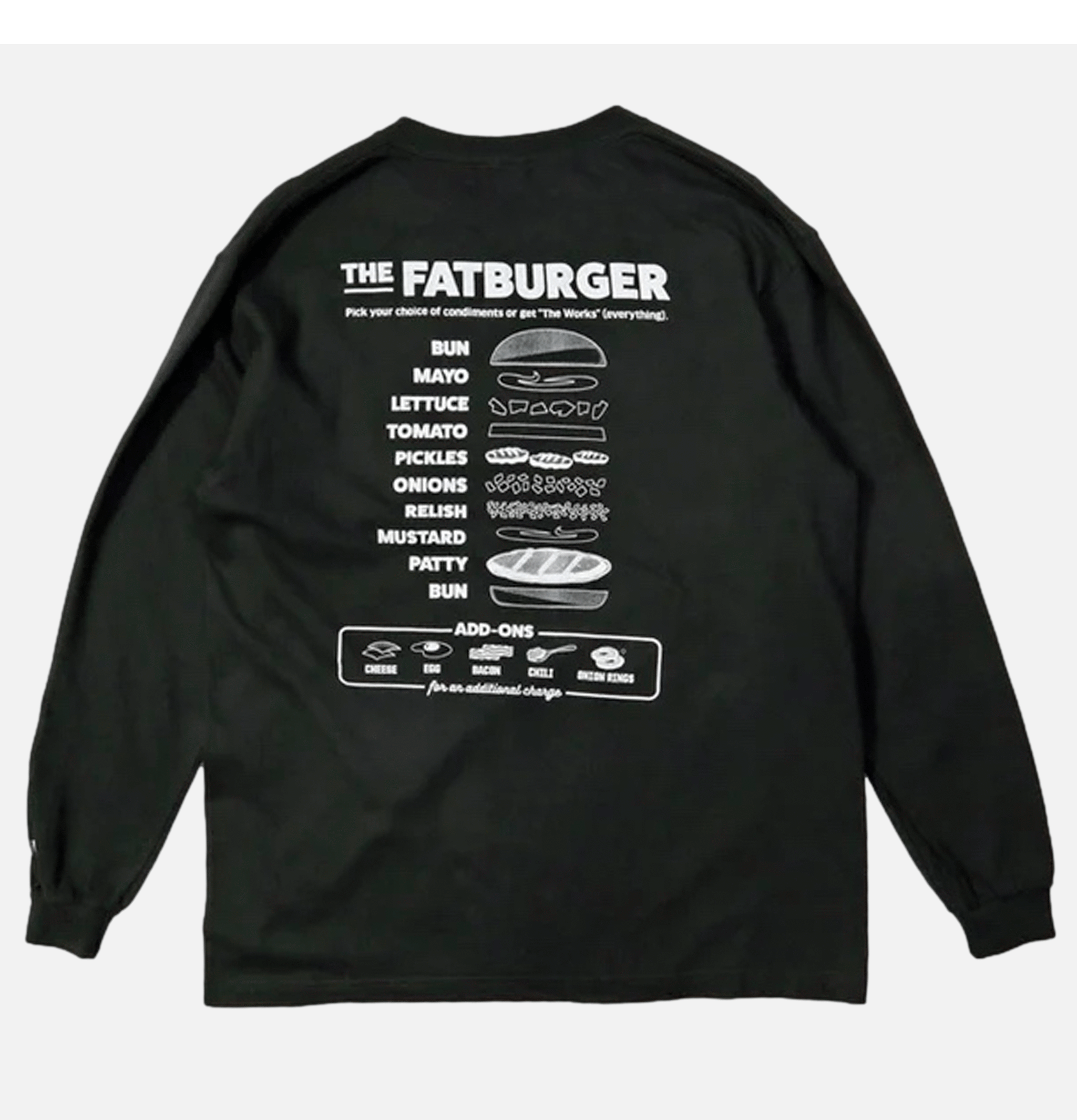 Fatburger x Cookman Collaboration T-Shirt - FAT Topping Menu Noir