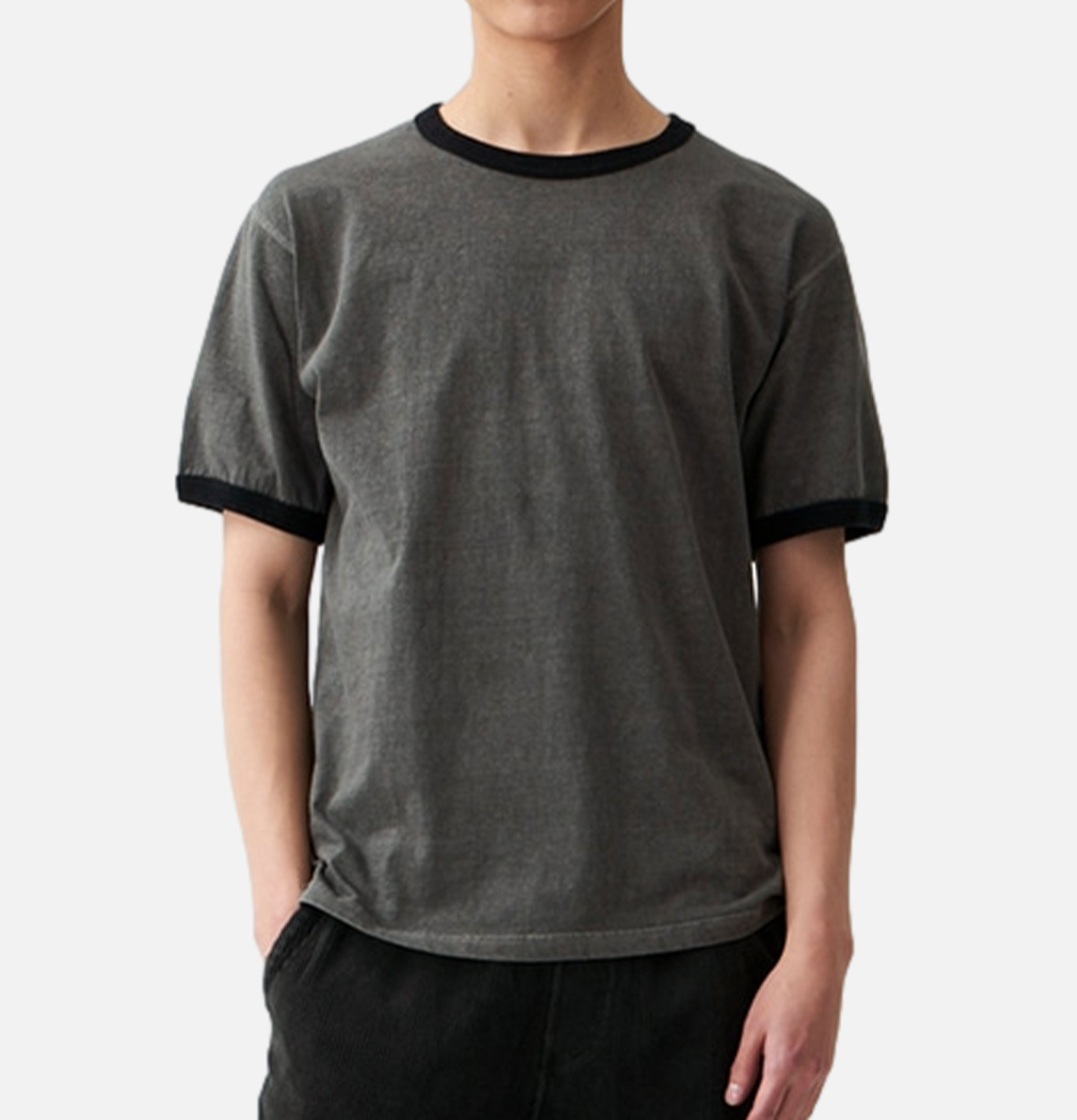 Good On Black S/s Ringer Tee Gray