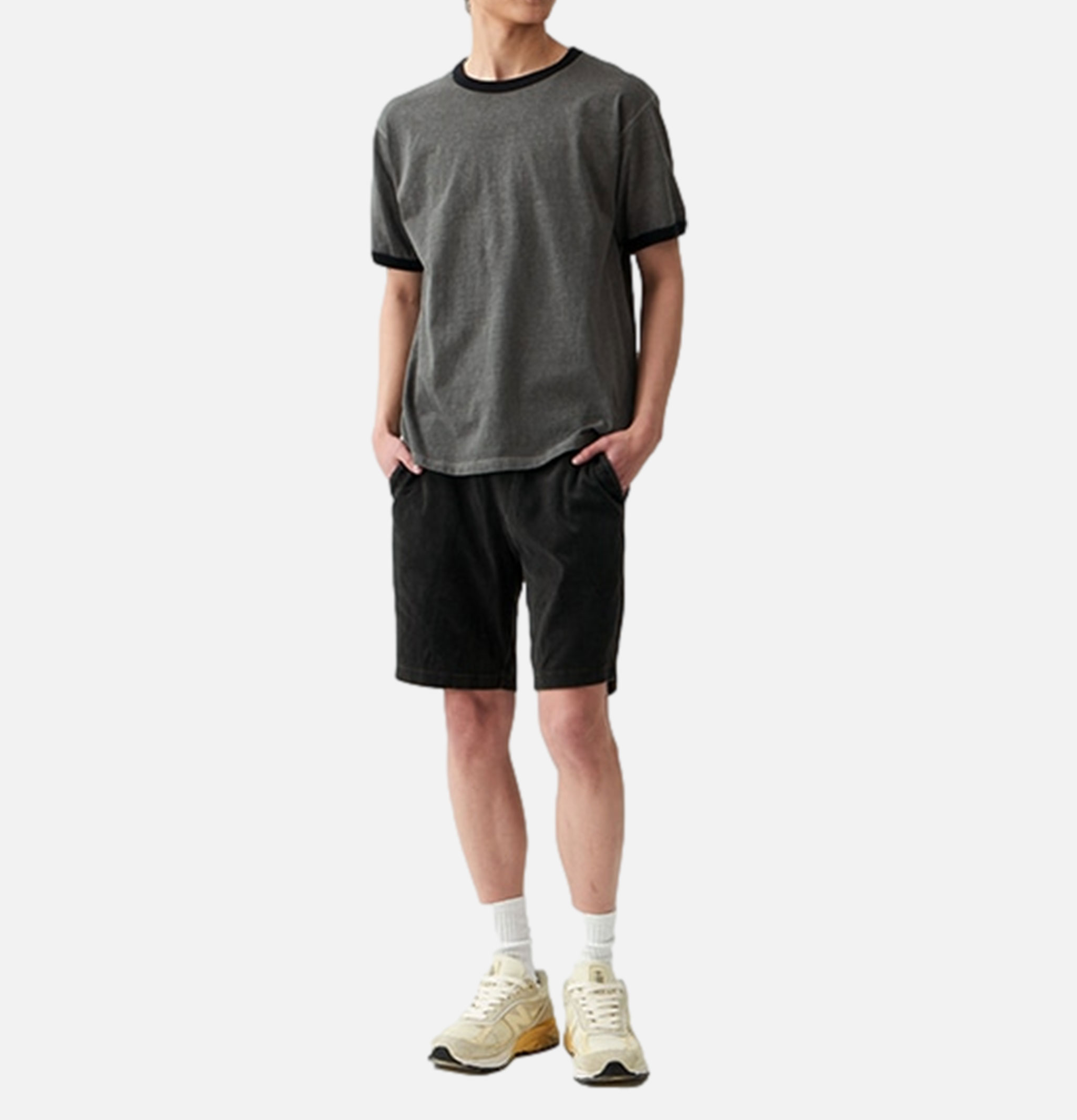 Good On Black S/s Ringer Tee Gray