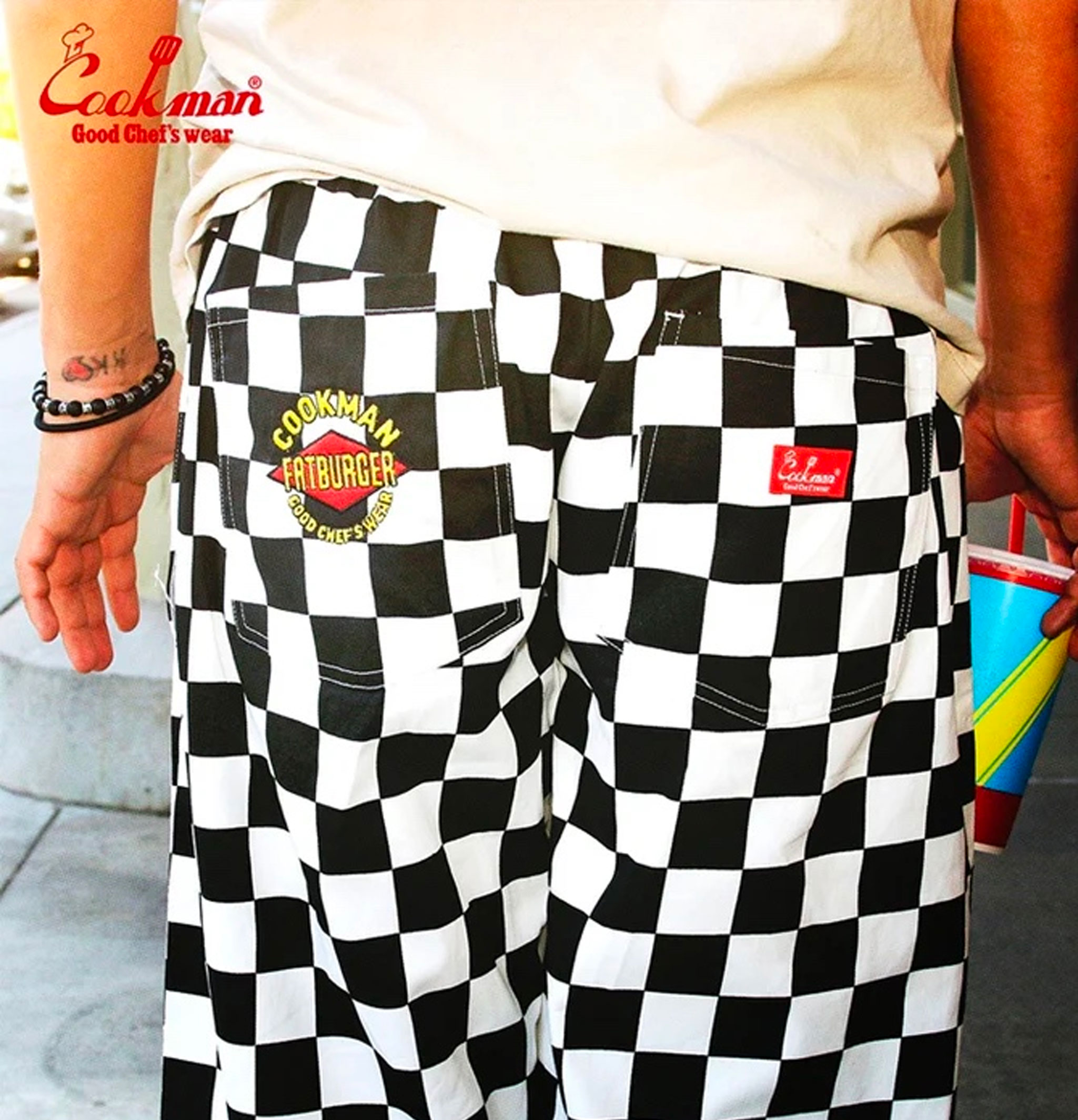 Cookman Chef Semiwide Checker Black