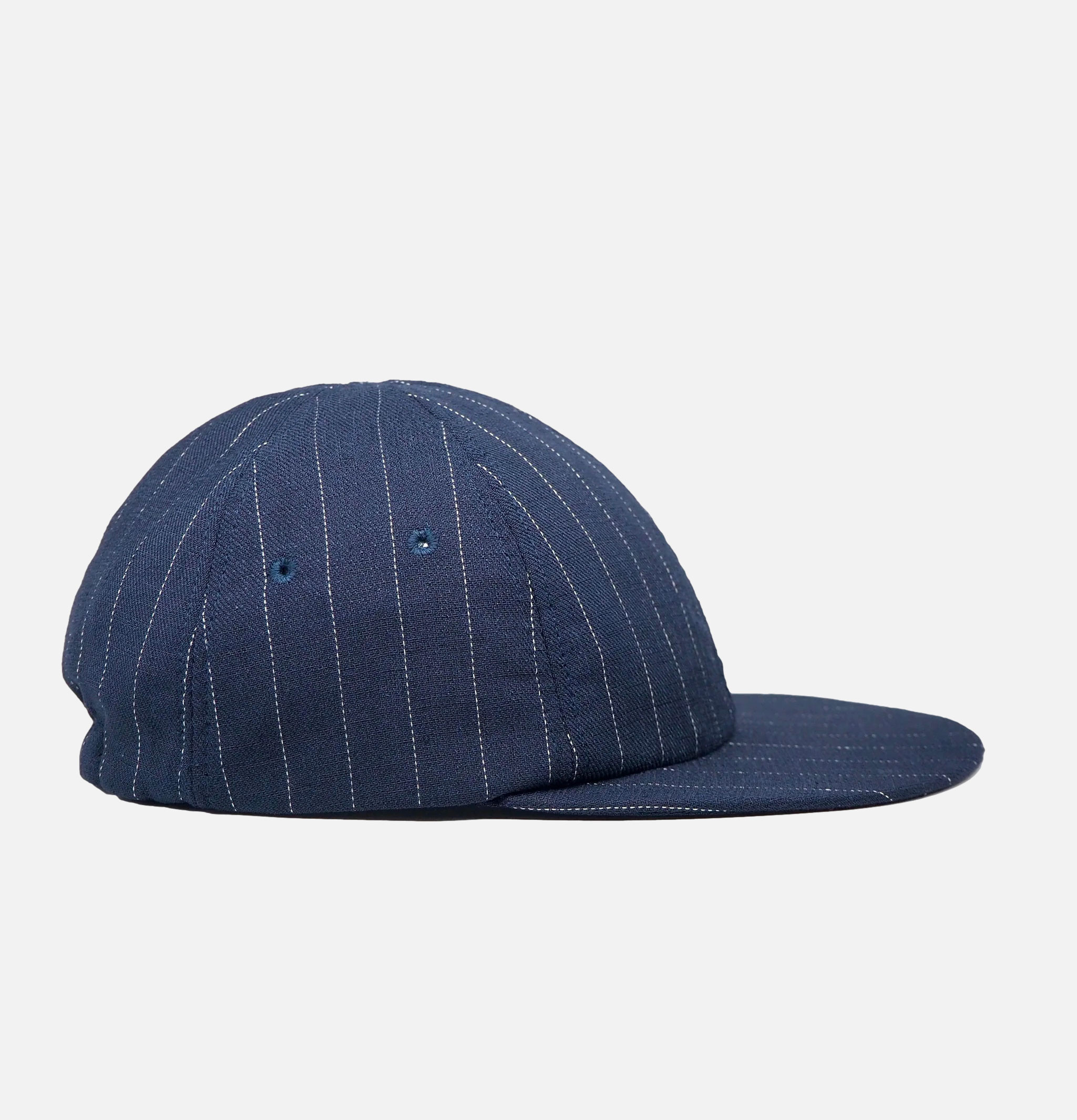 Found Feather Cap Cotton Linen 6 Panel Navy Stripes