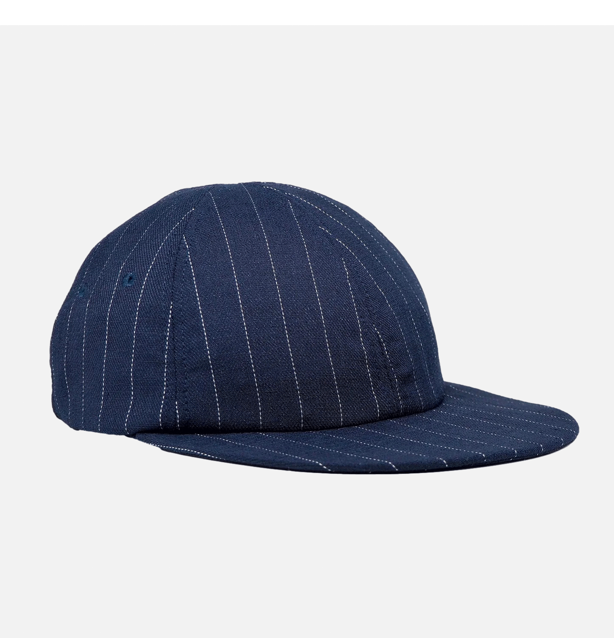 Found Feather Cap Cotton Linen 6 Panel Navy Stripes