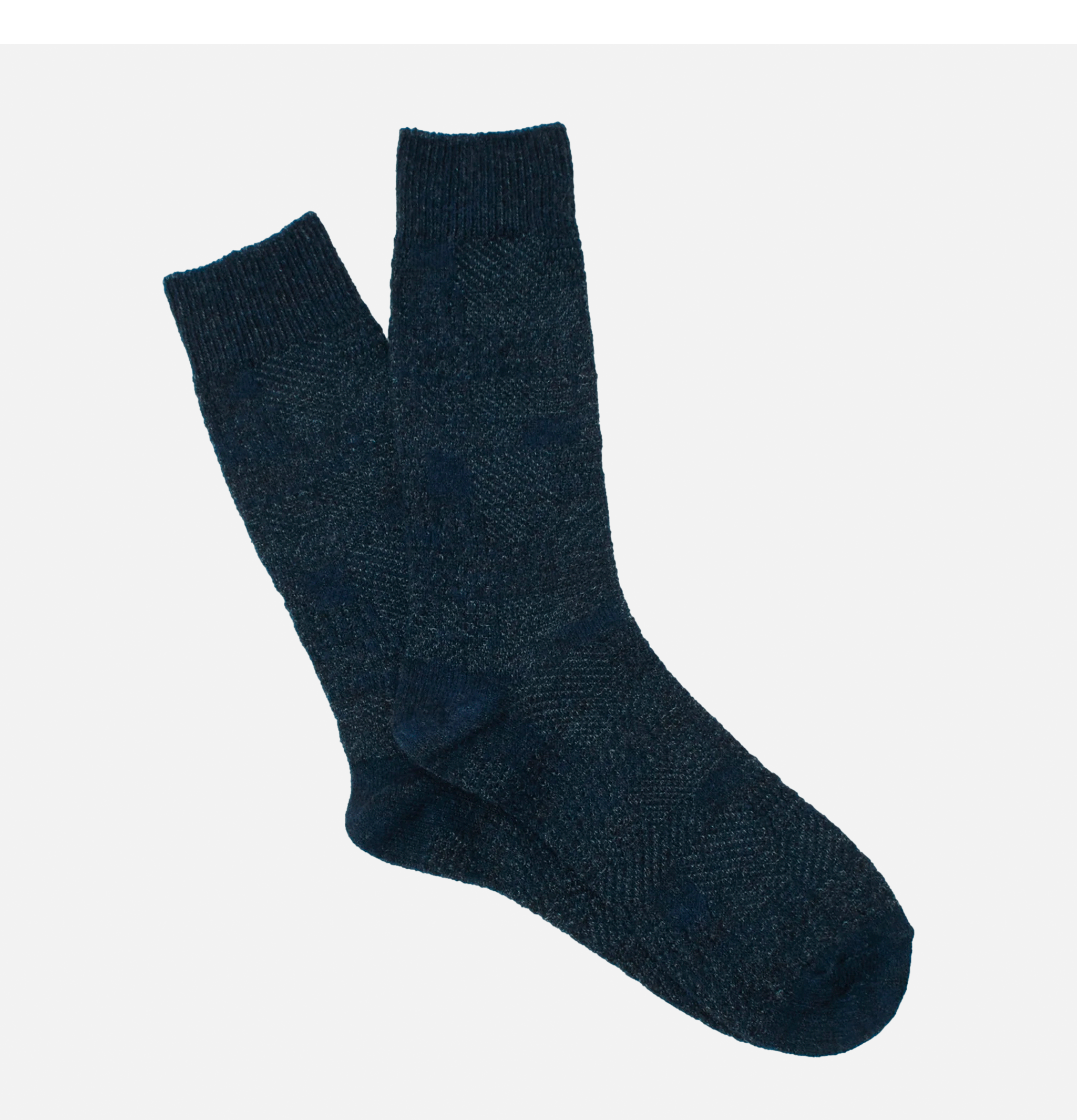 Anonymous Ism Chaussettes Sashiko Linen Crew Navy