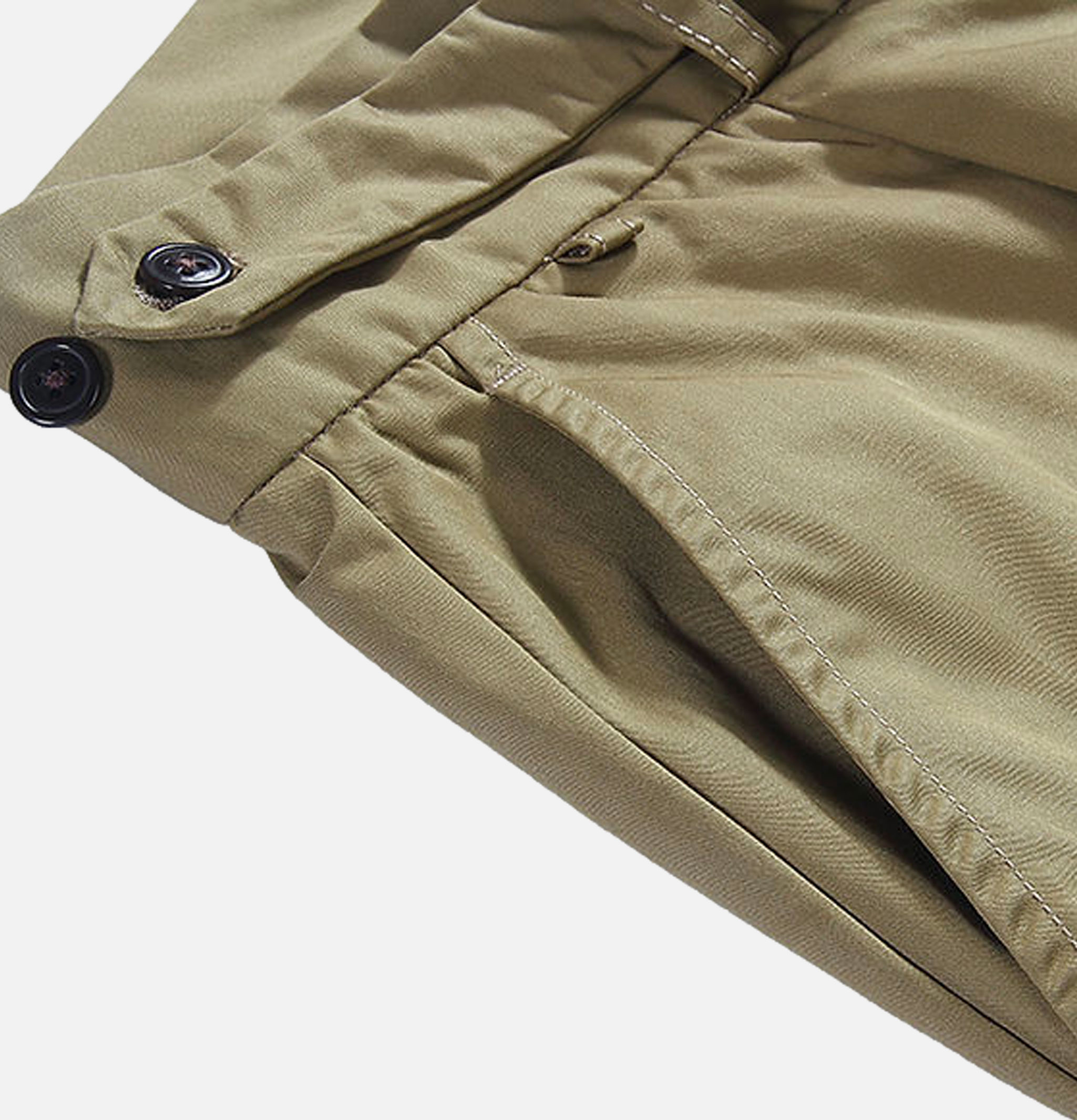 Side Button Shorts Khaki
