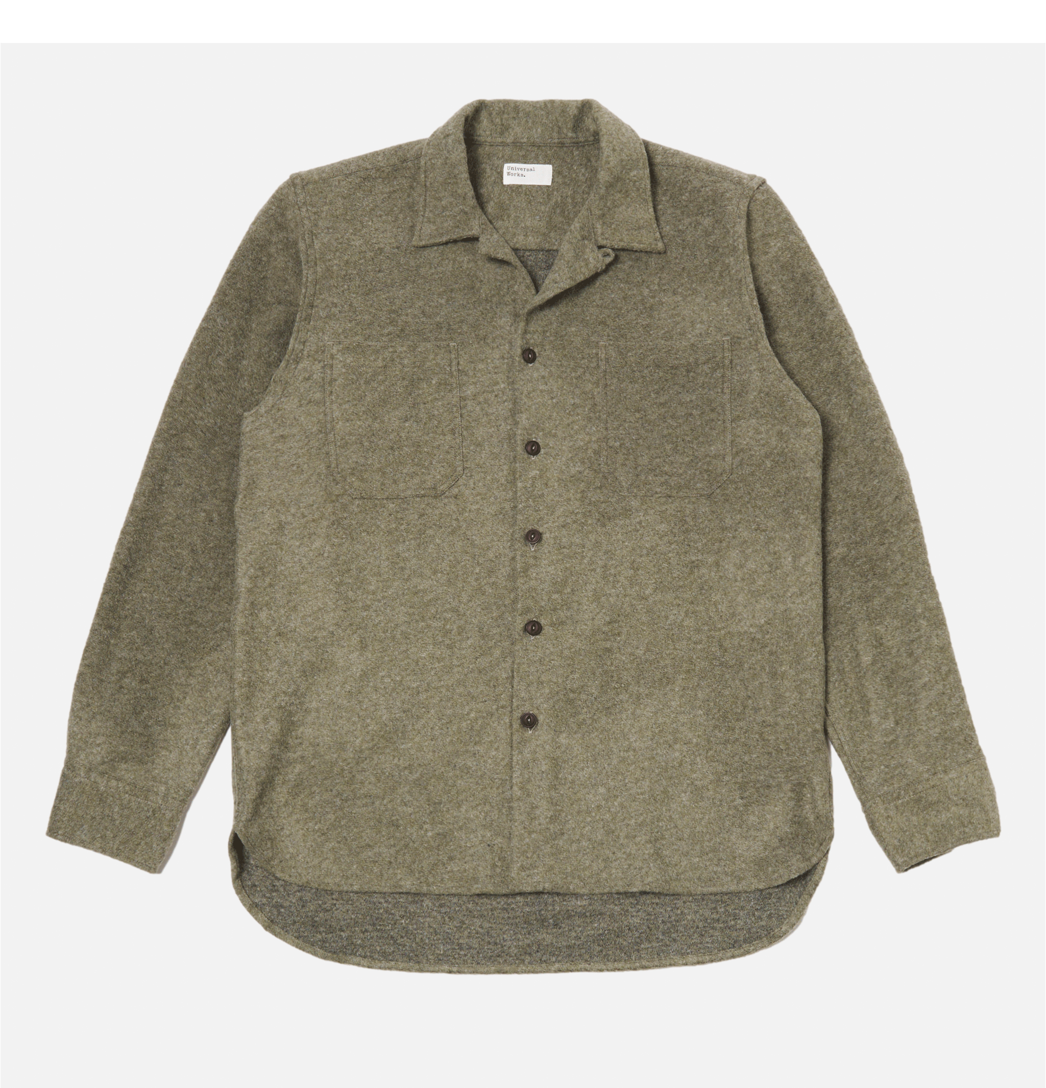 Universal Works Dam Marl Pale Green Work Shirt