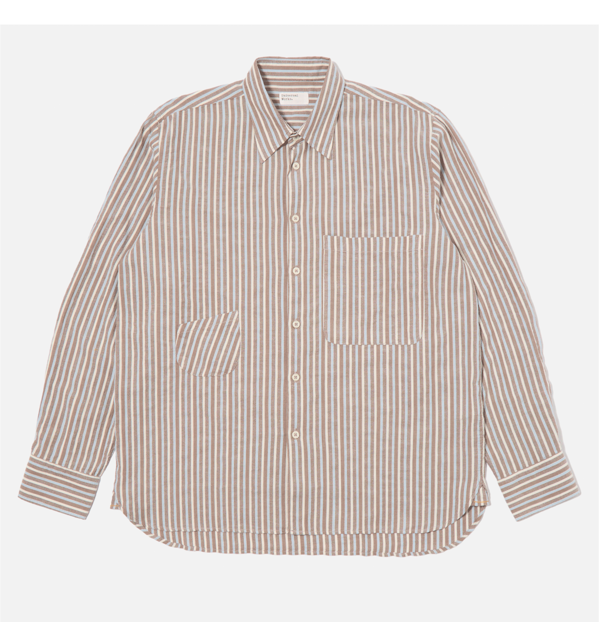 Universal Works Station Stripe Brown Shirt