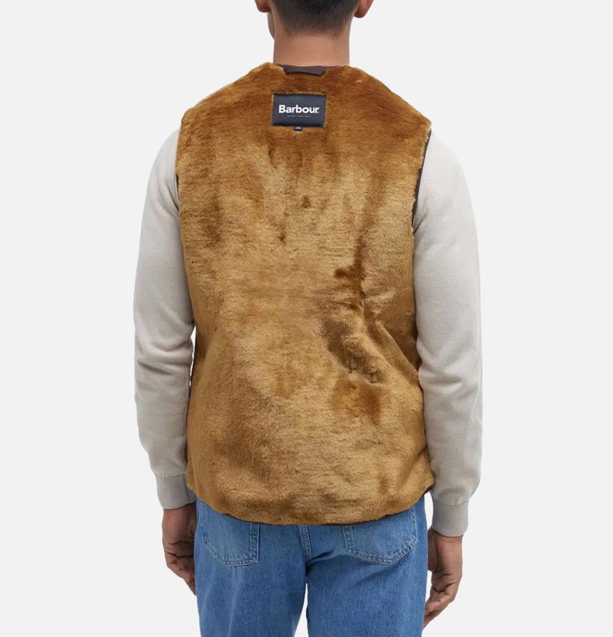 Barbour Gilet Warm Pile Zip Marron