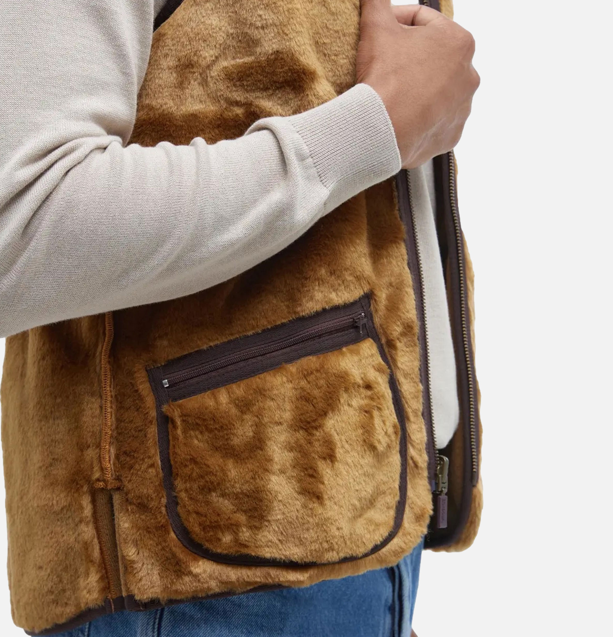 Barbour Gilet Warm Pile Zip Marron