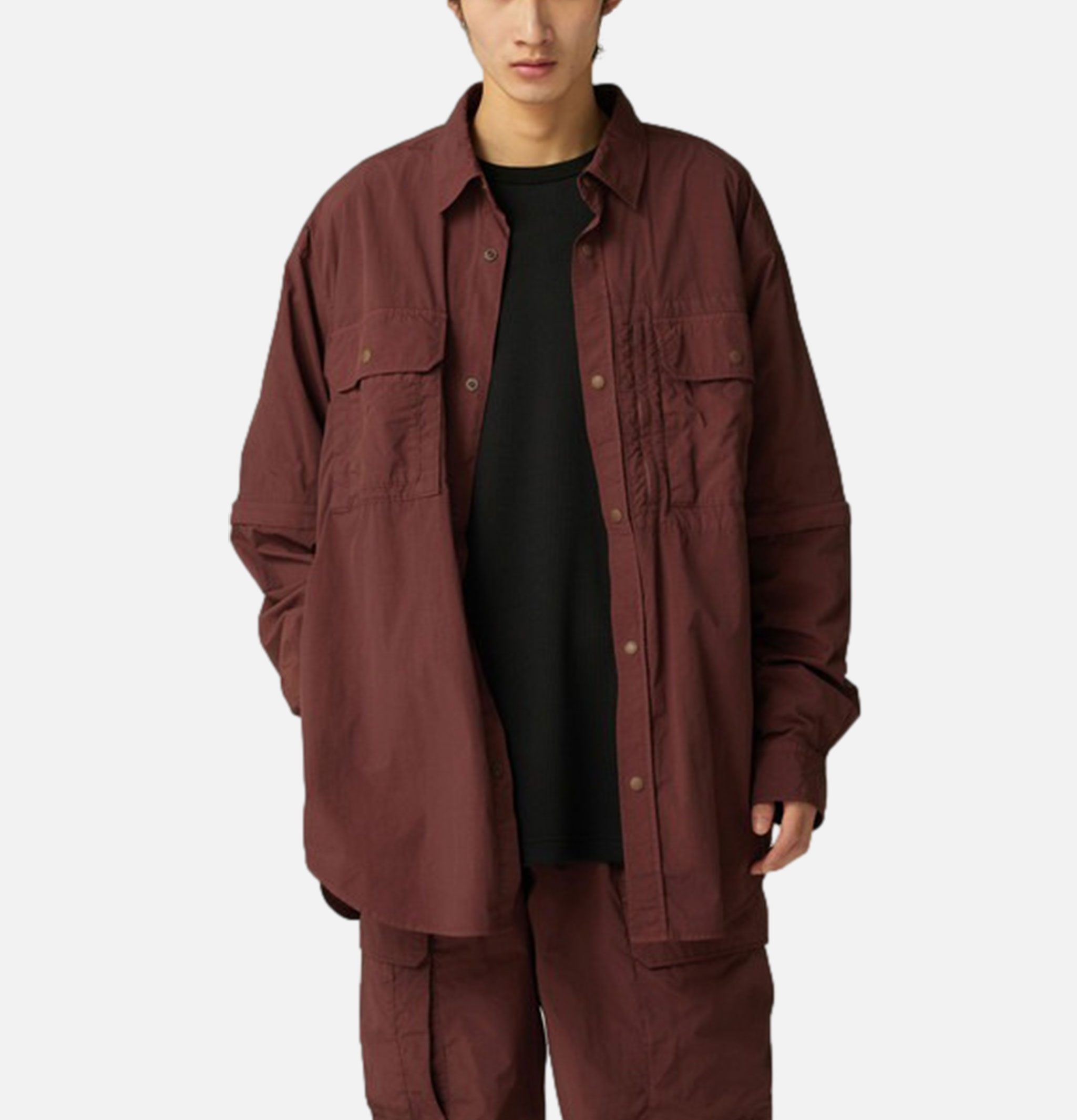 Snow Peak Shirt Garment Dyed Convertible Brown
