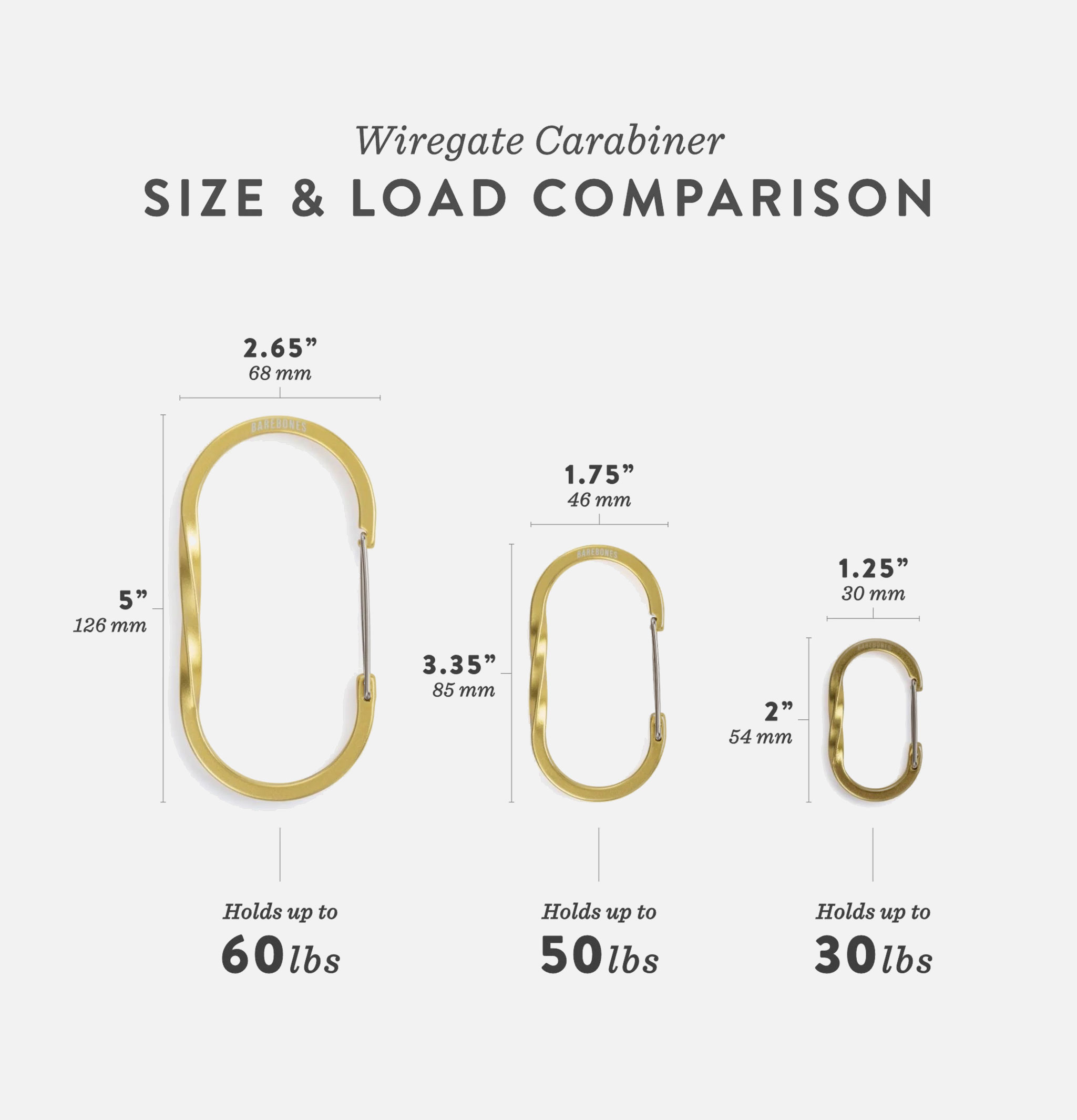 Barebones Wiregate Carabiner Small Gold
