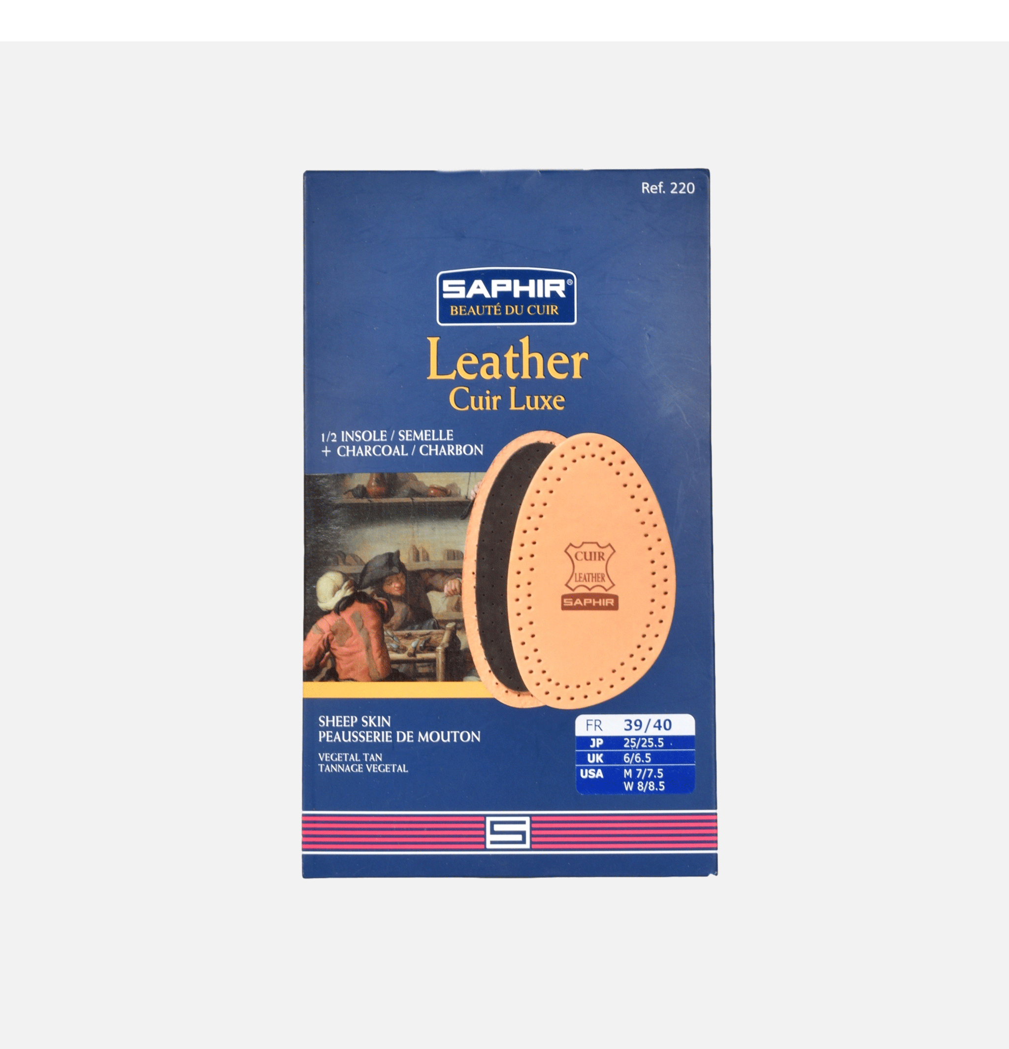 Saphir Demi Semelle Cuir Luxe Charbon