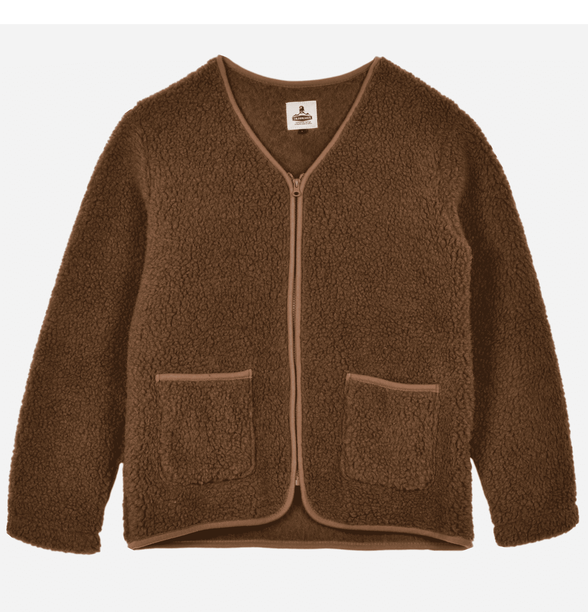 Zip Up Vee Cardigan Bark