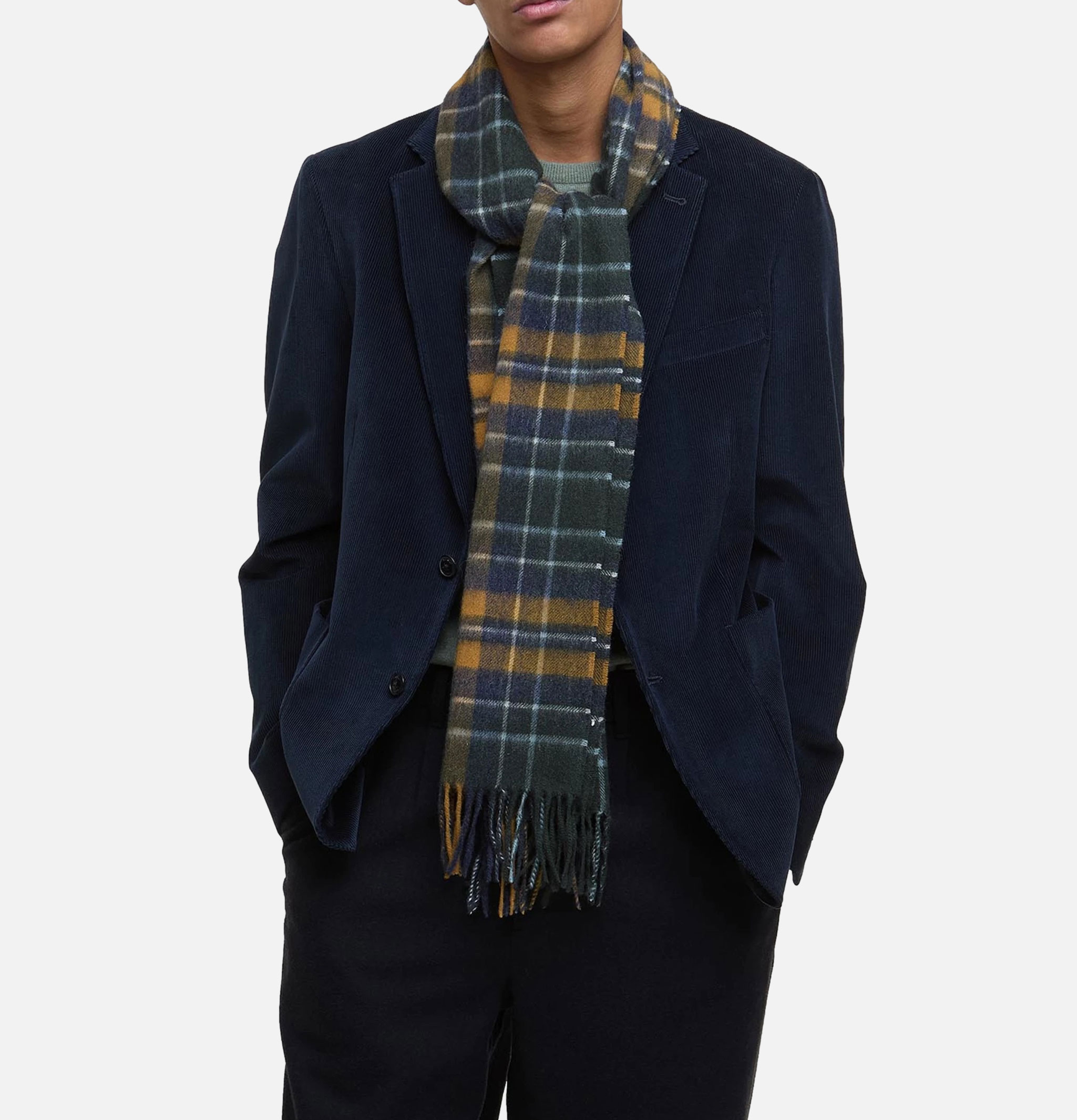 Barbour New Check Scarf Forest Brown