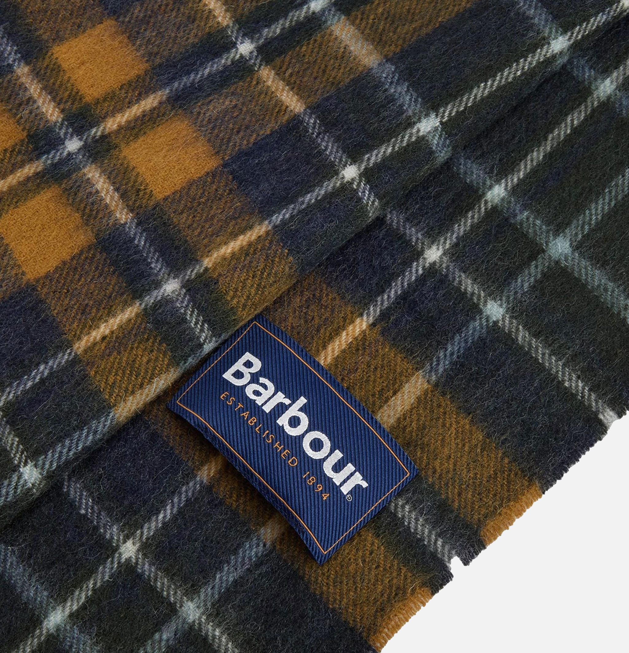 Barbour New Check Scarf Forest Brown