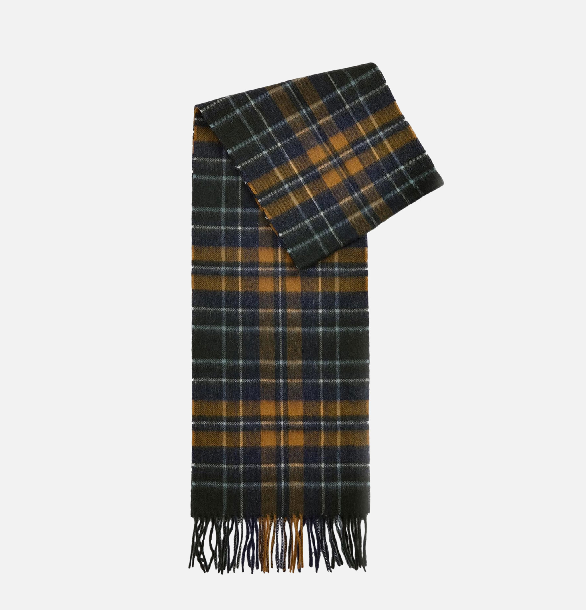 Barbour New Check Scarf Forest Brown