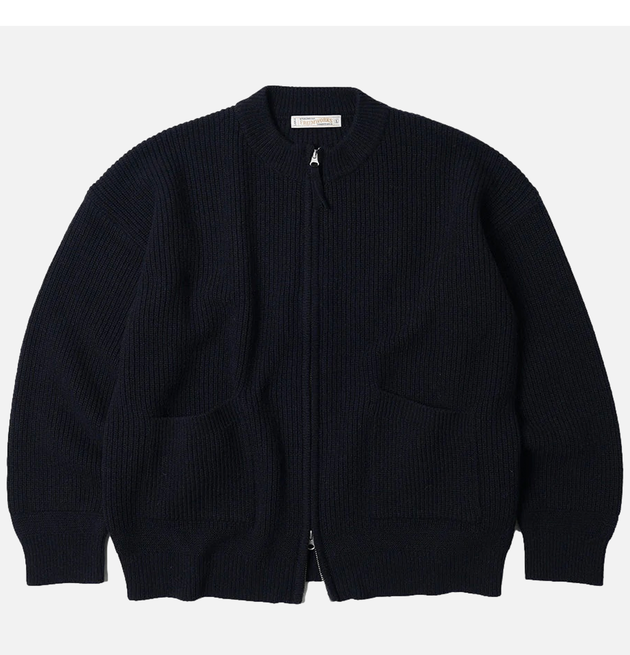Wool Deck Zipup Cardigan Navy