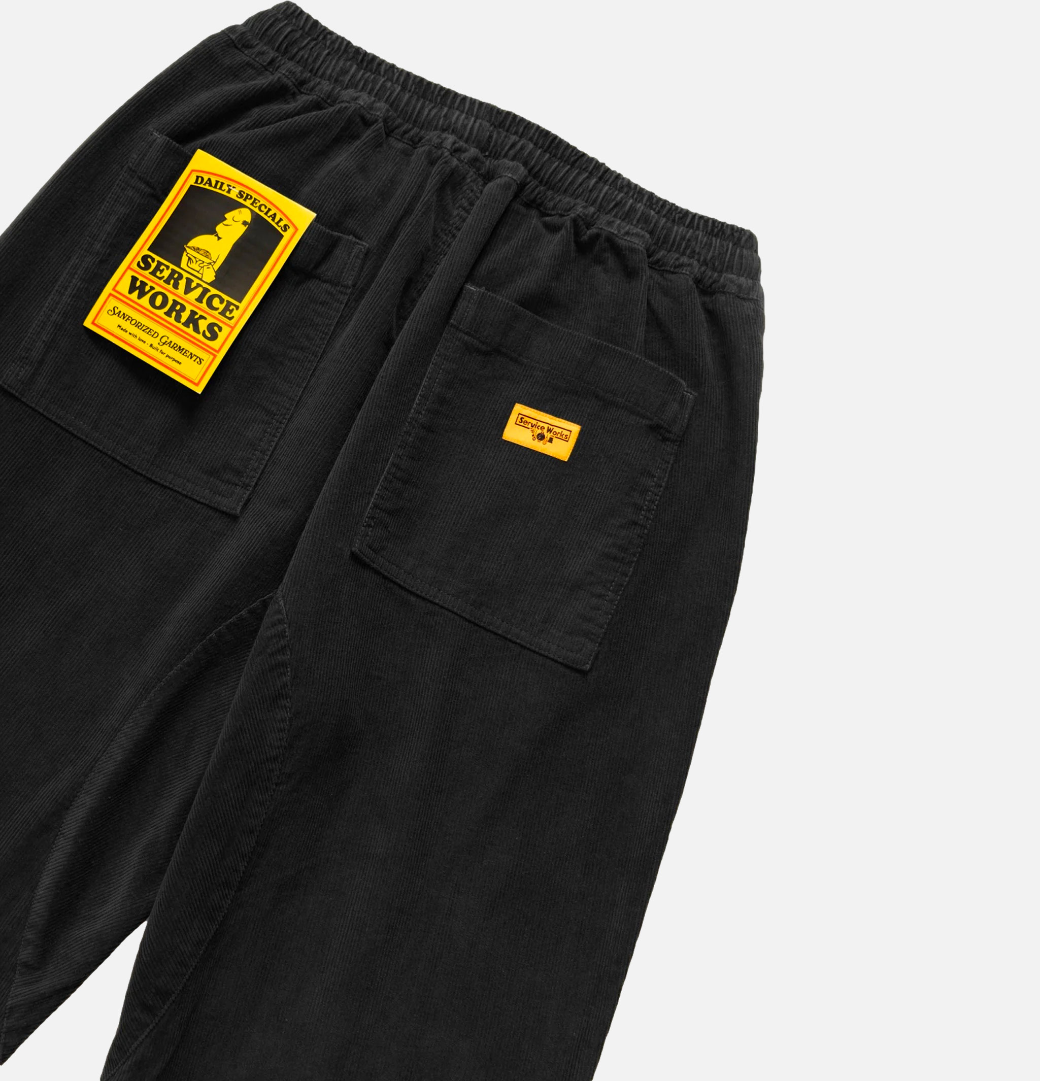 Service Works Pantalon Chef Velours Côtelé Noir